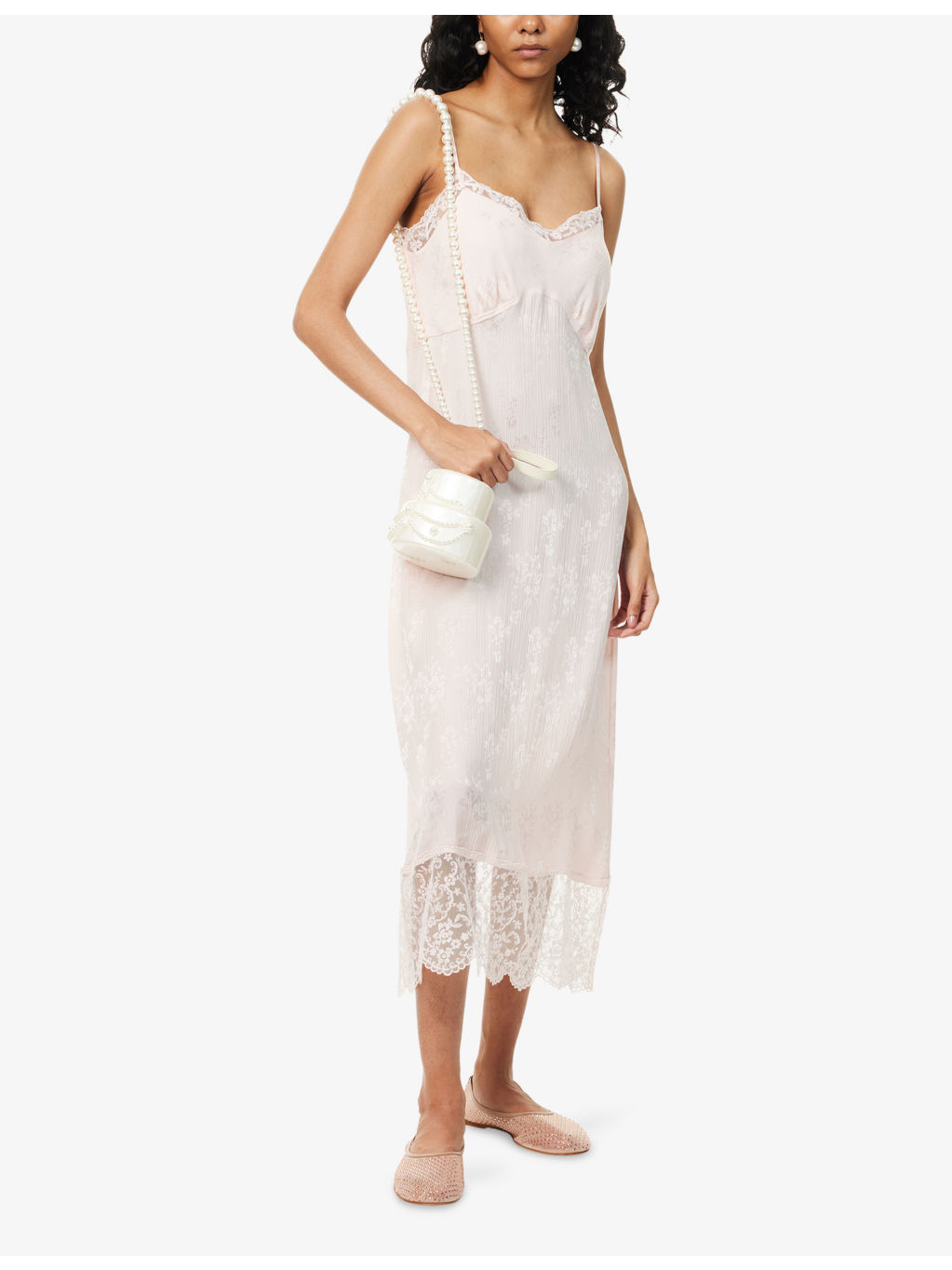 Lace Floral Woven Midi Dress - 2