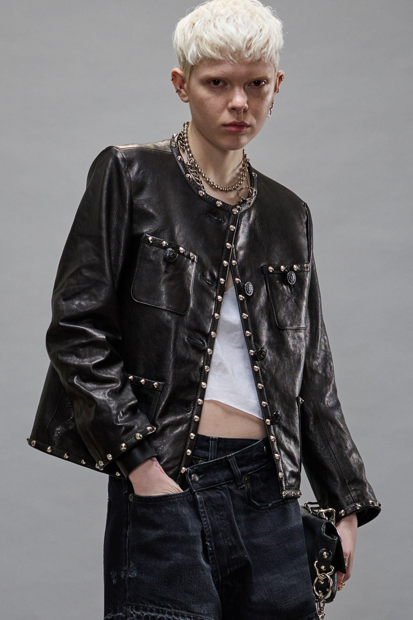 CROPPED SLOUCH JACKET - BLACK - 2
