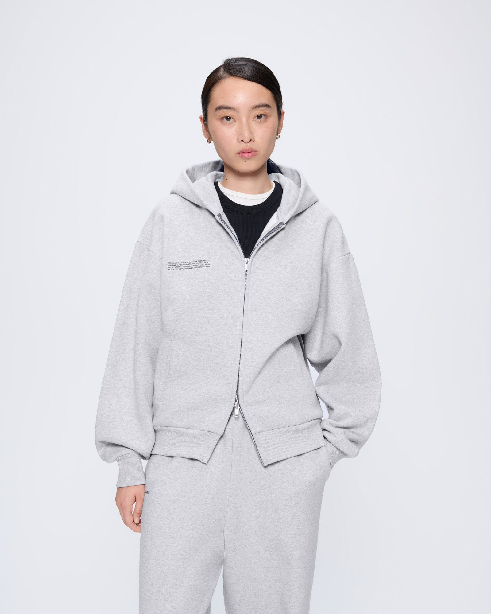 Womens 365 Heavyweight Two-Way Zip-Through Hoodie - Grey Marl - 2