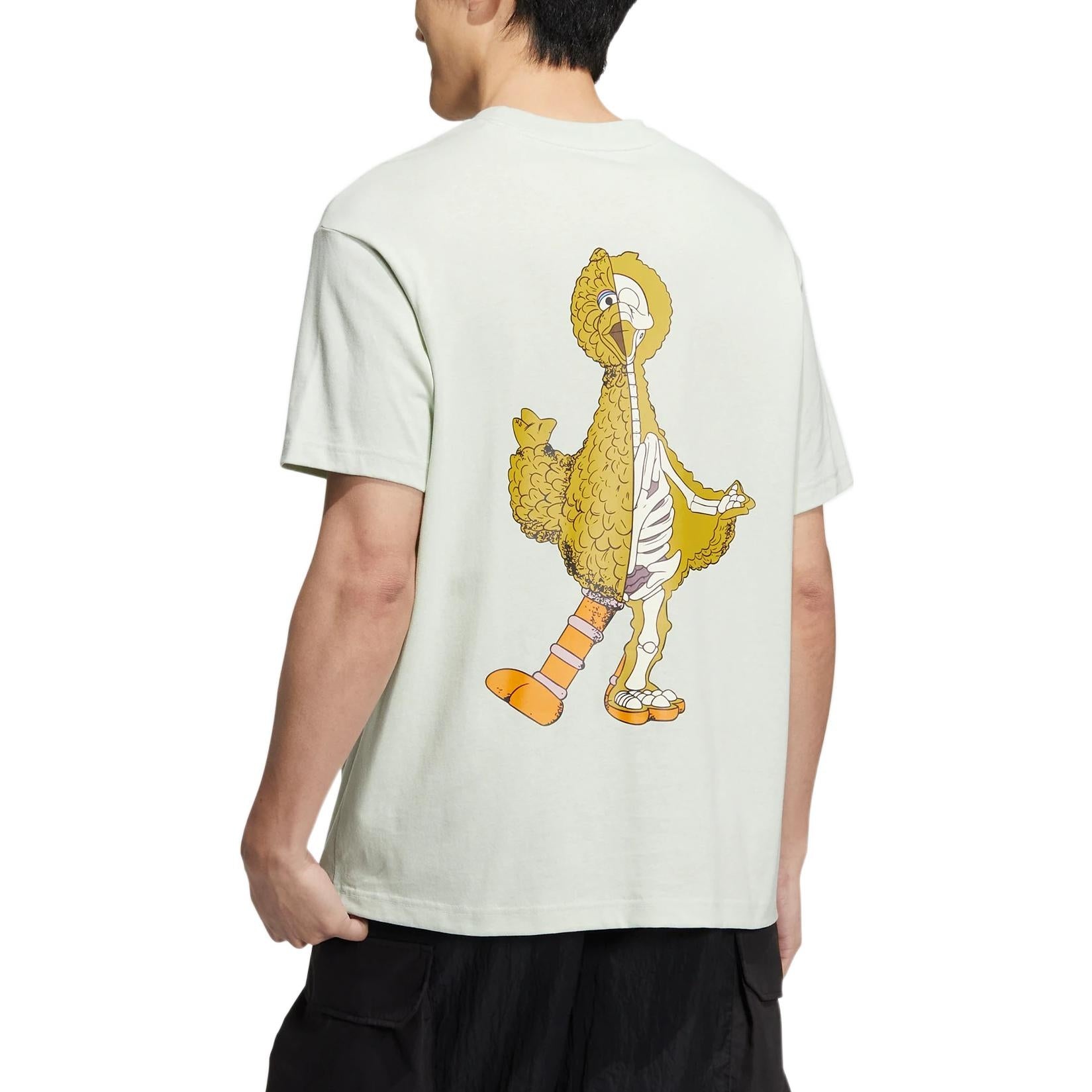 adidas neo x SESAME STREET x JF Crossover Back Printing Pattern Round Neck Short Sleeve Green T-Shir - 3