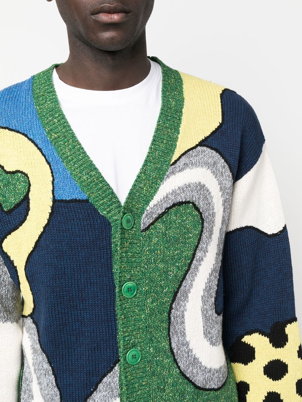 abstract-intarsia knit cardigan - 5