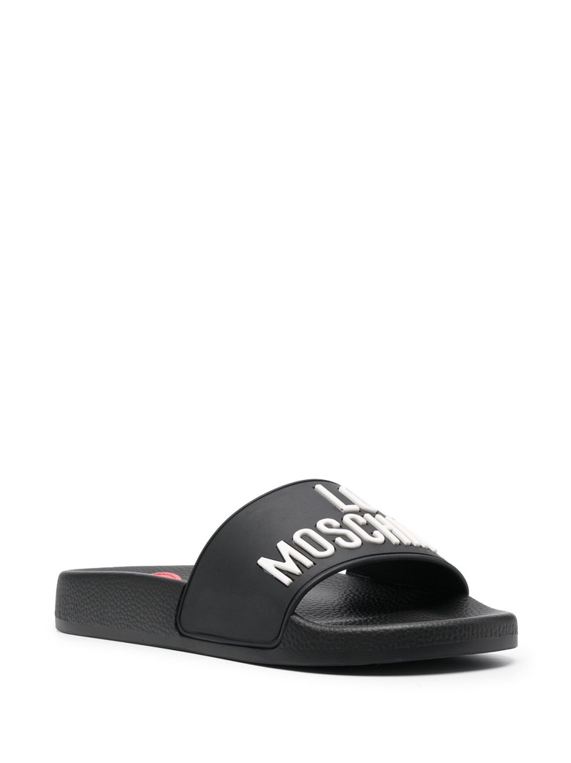 Moschino 3D-logo flat slides outlook