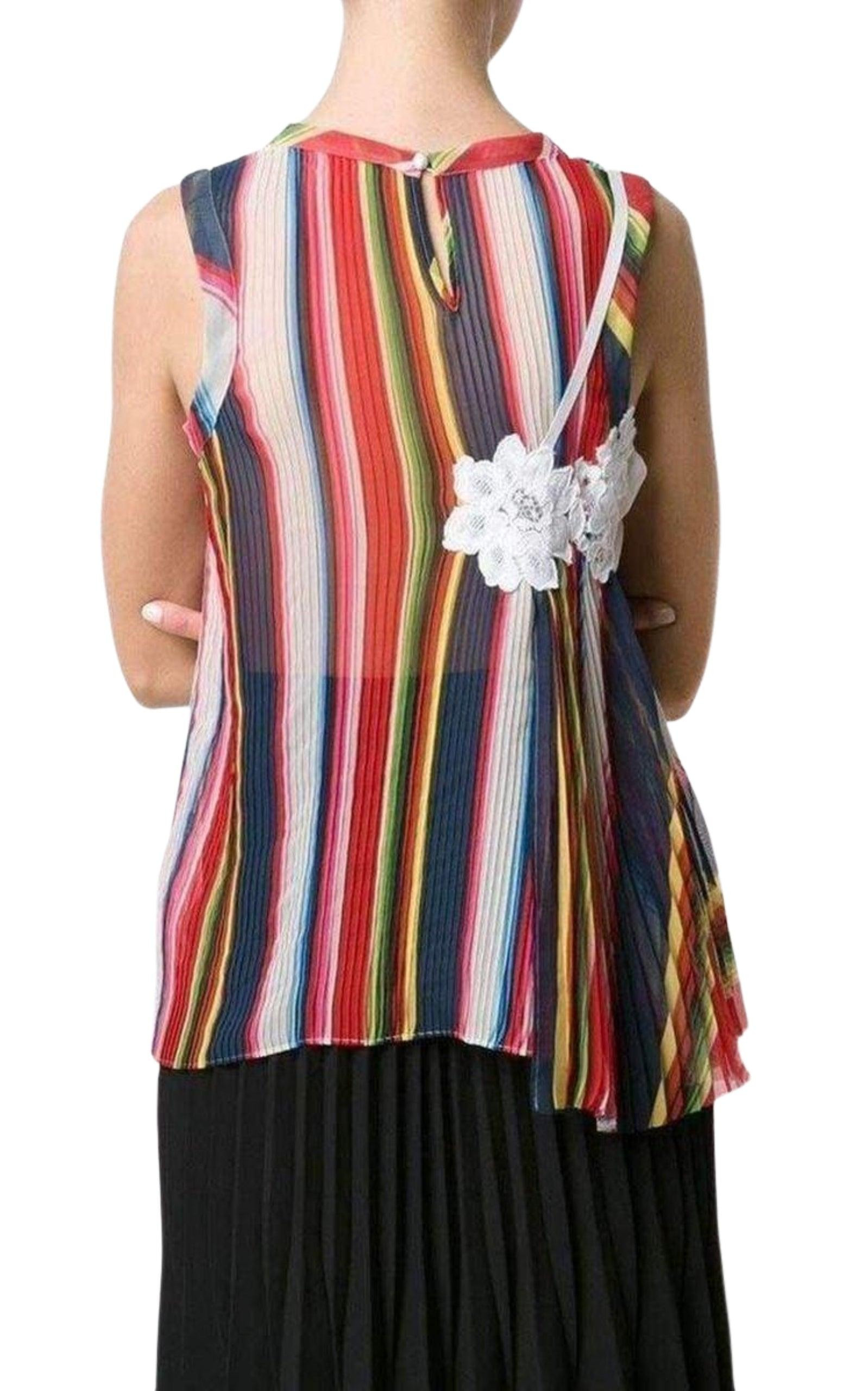 Striped Pleated Camisole Tank Top - 4