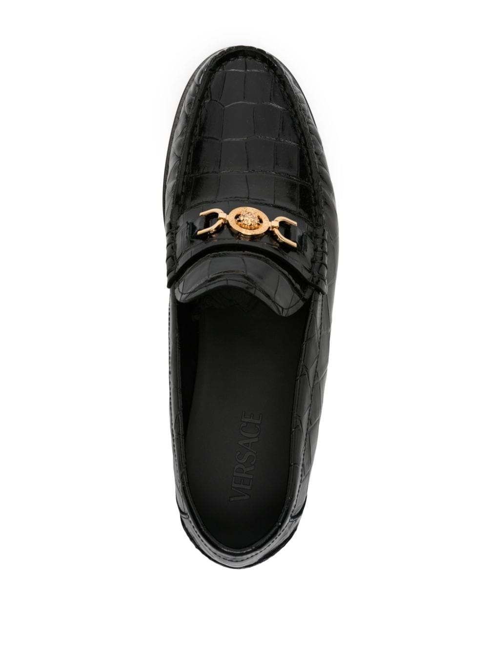Medusa crocodile-embossed leather loafers - 4