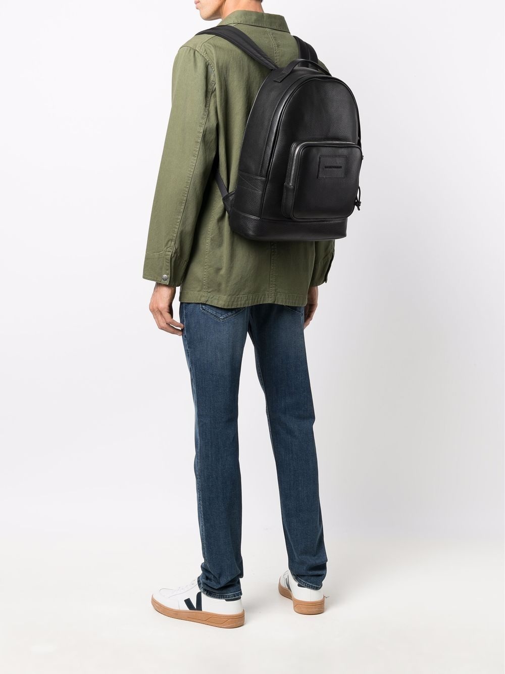 zip-up leather backpack - 2