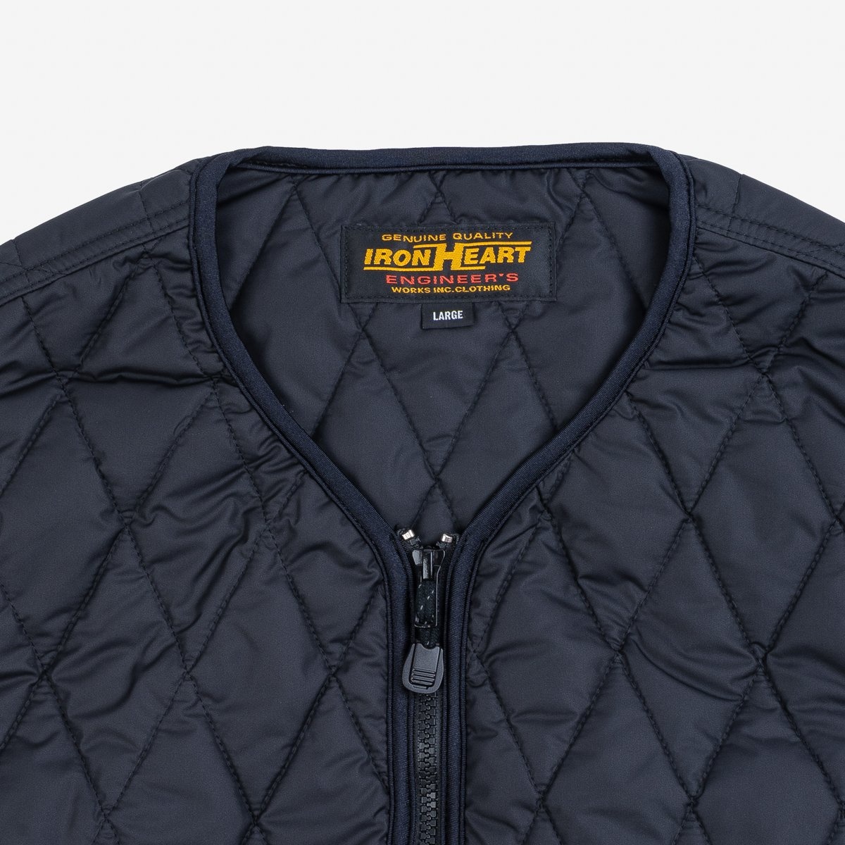 IHJ-118-BLK Collarless Lightweight Quilted Jacket - Black - 7