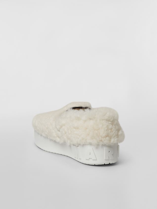 WHITE SHEARLING SLIP-ON SNEAKER WITH MAXI MARNI LOGO - 3