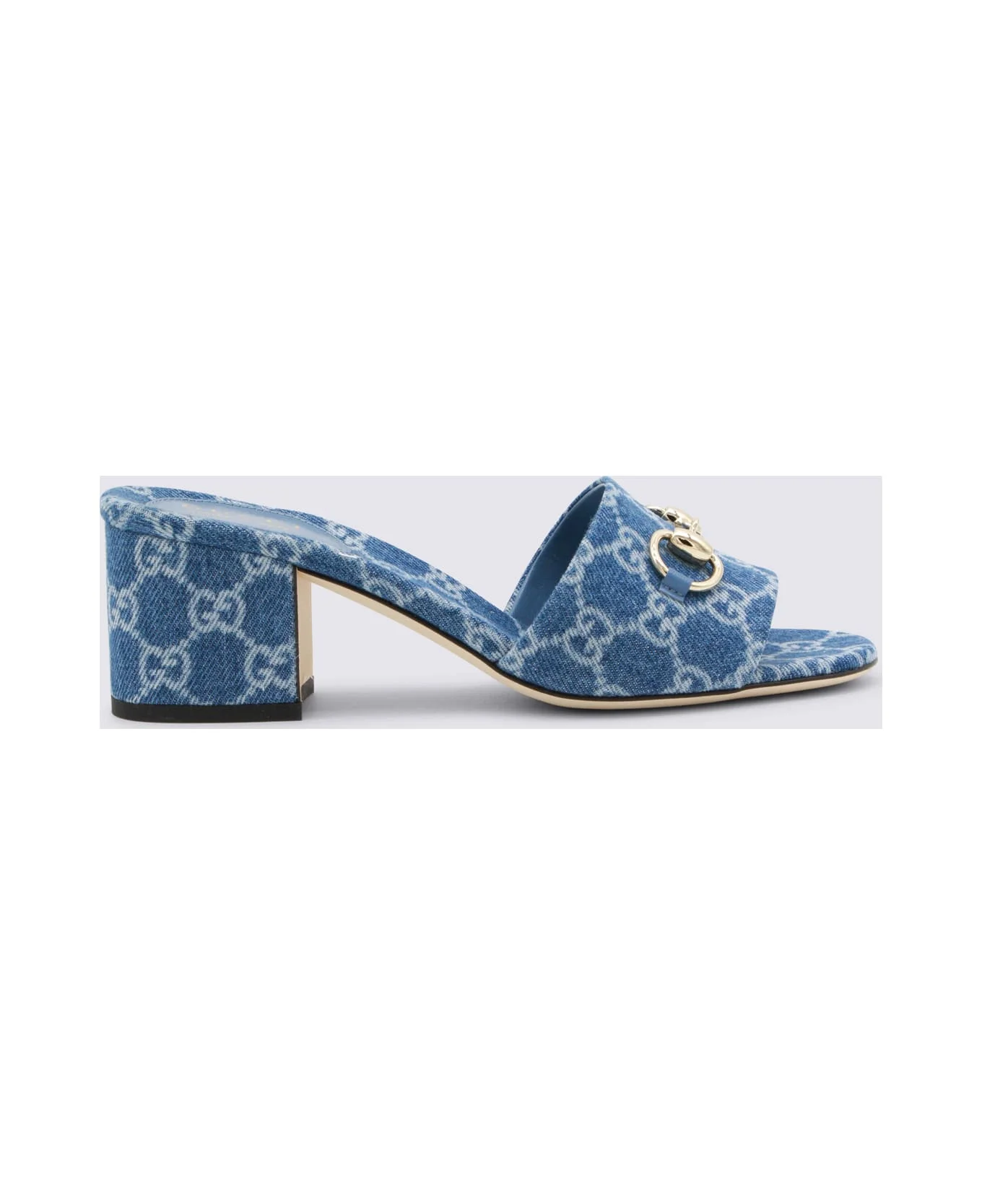 Blue Cotton Denim Sandals - 1