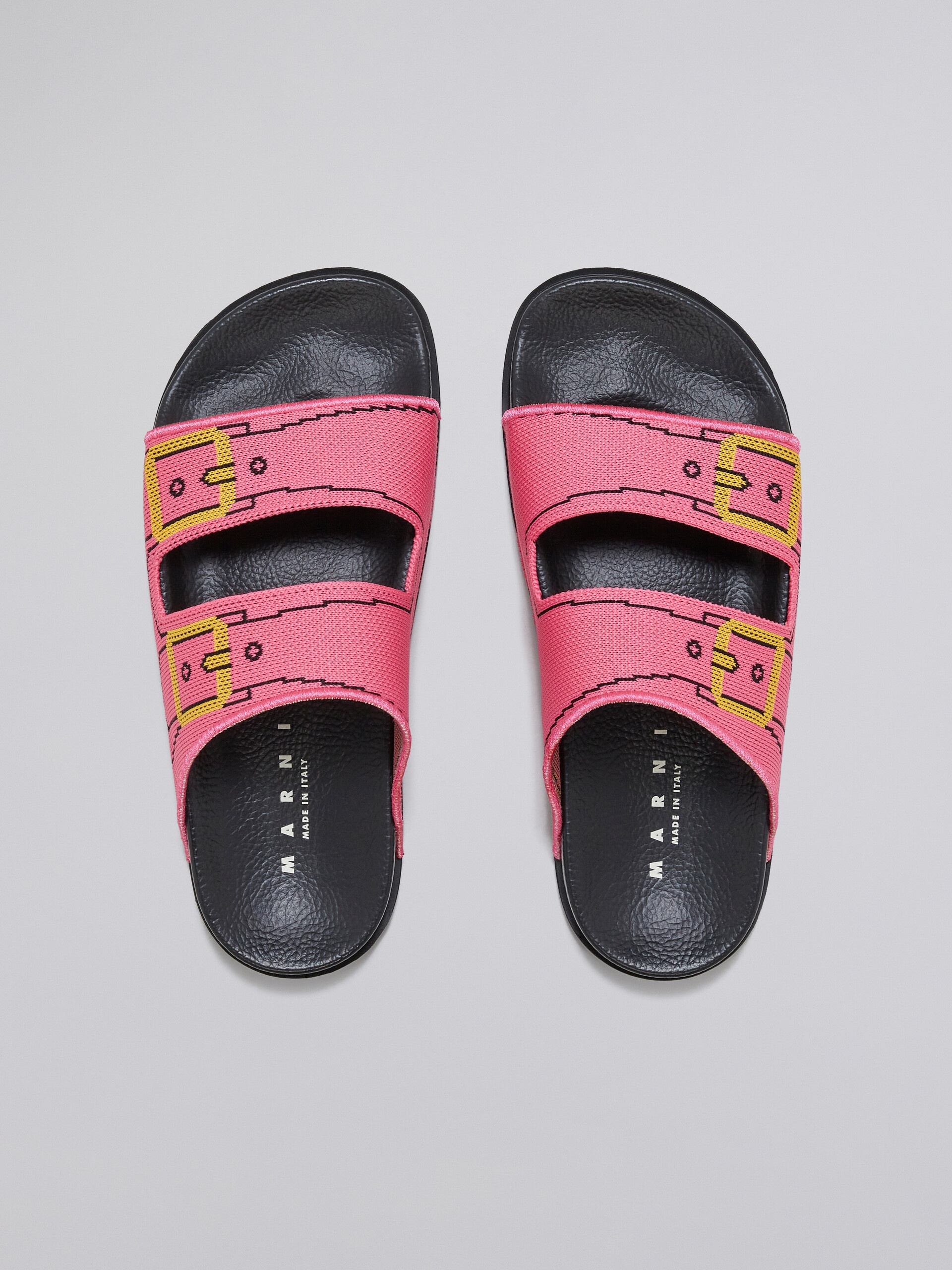 PINK TROMPE L'ŒIL JACQUARD TWO-STRAP SLIDE - 4
