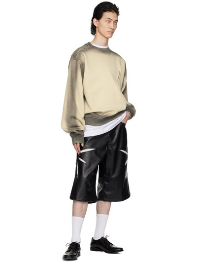 KUSIKOHC Black Origami Cut-Out Faux-Leather Shorts outlook