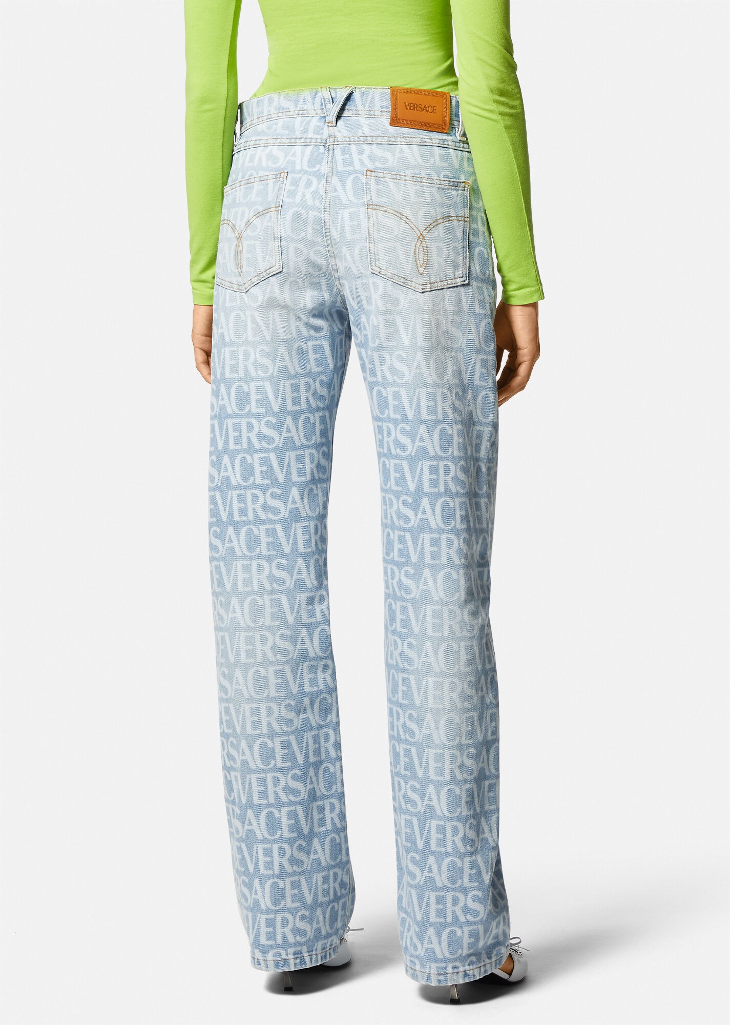Versace Allover Wide-Leg Jeans - 4