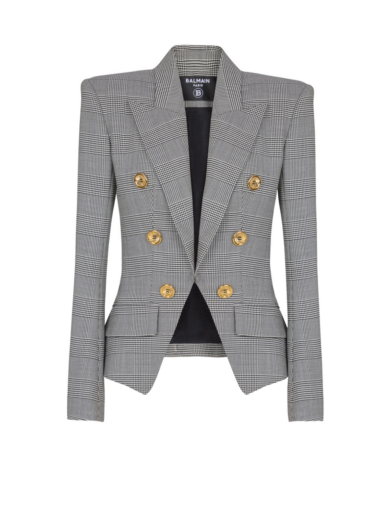 6-buttons jacket in Prince of Wales jacquard 1