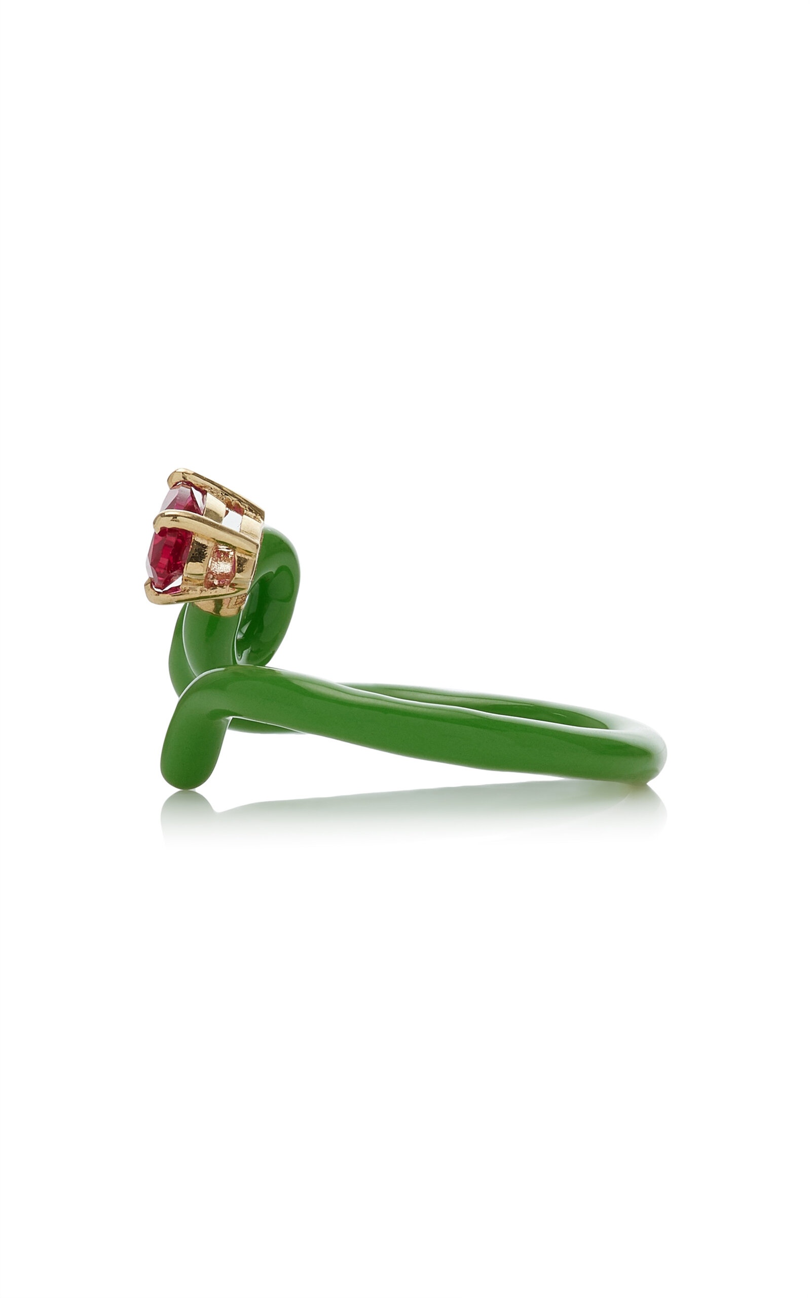 Enameled 9K Yellow Gold Corundum Ring multi - 3