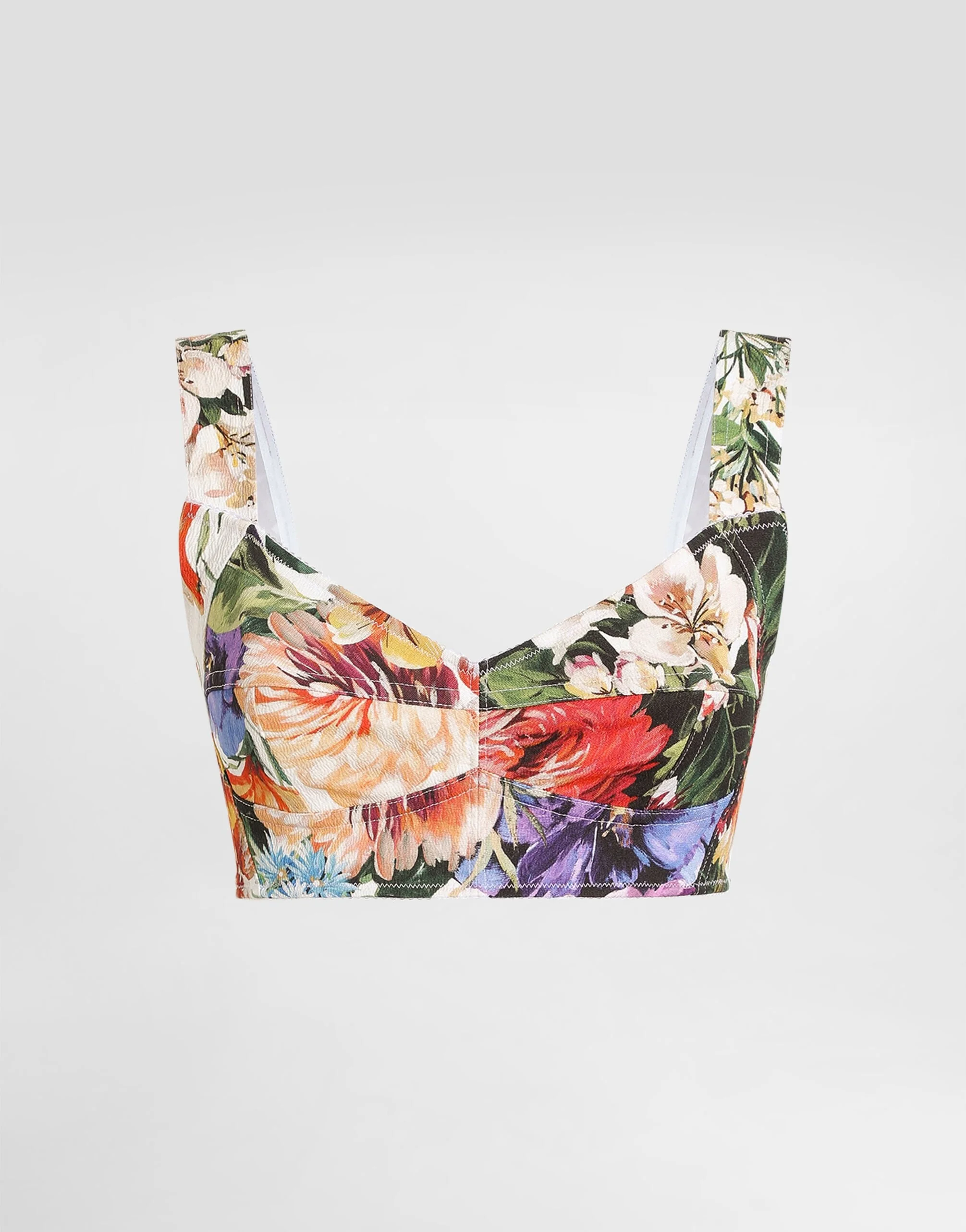 Flower bouquet-print bustier top - 1