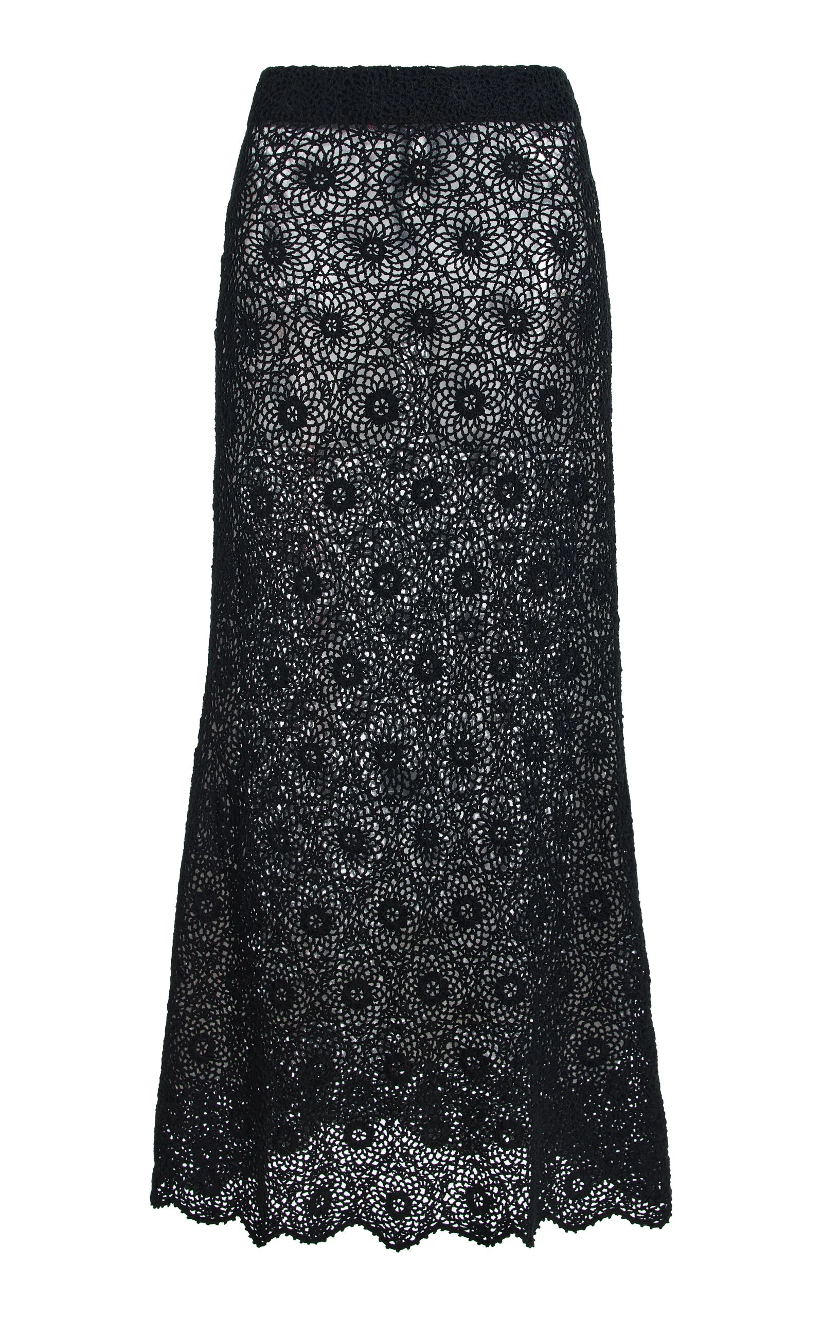 Nika Crochet Cotton Maxi Skirt black - 1