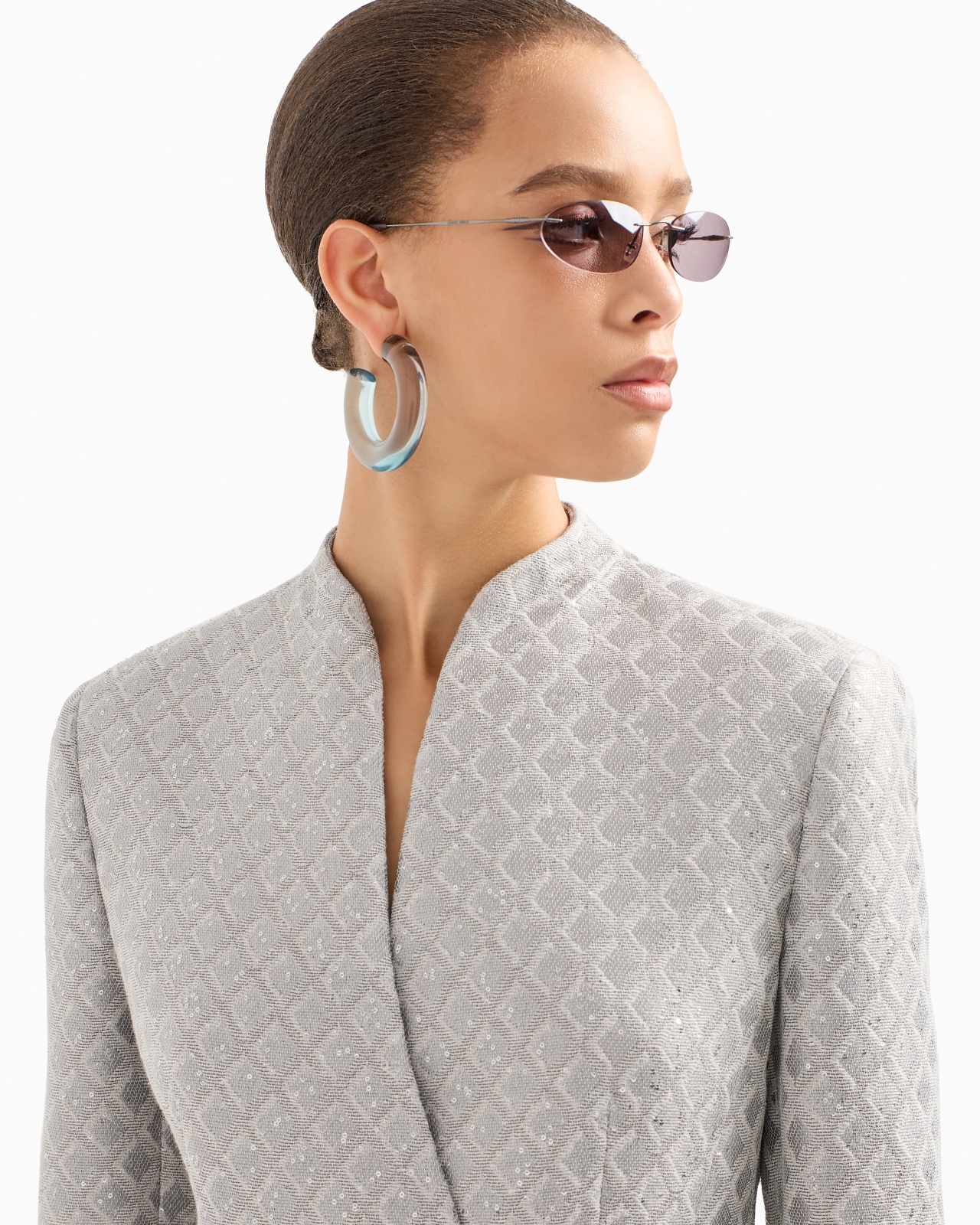 ジャケット GIORGIO ARMANI GIACCA JACQUARD GEOMETRIA MICROPAILLETTES Giorgio Armani Geometric Paillette Jacquard Asymmetric