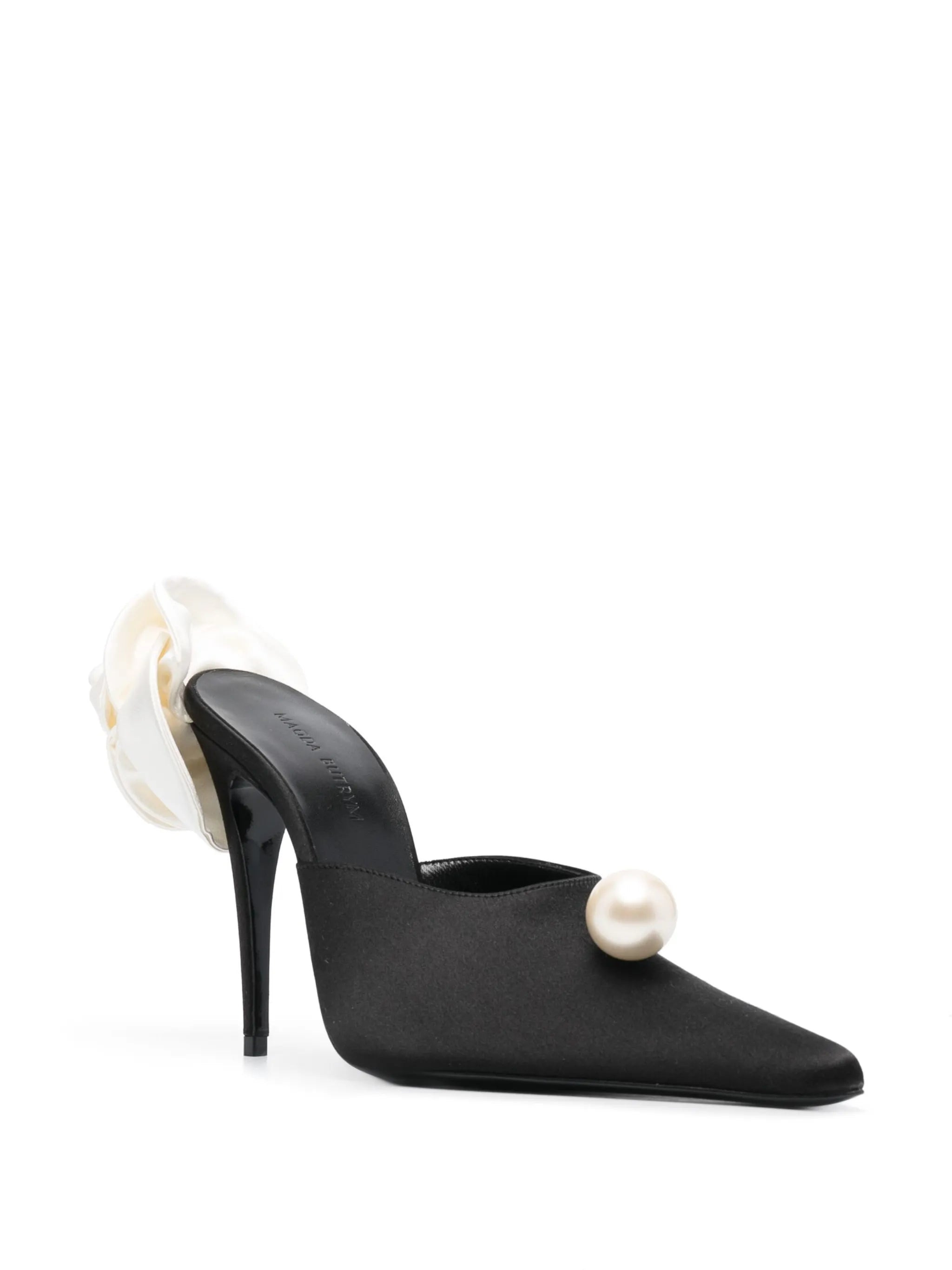 faux-pearl embellished 110mm leather mules - 2
