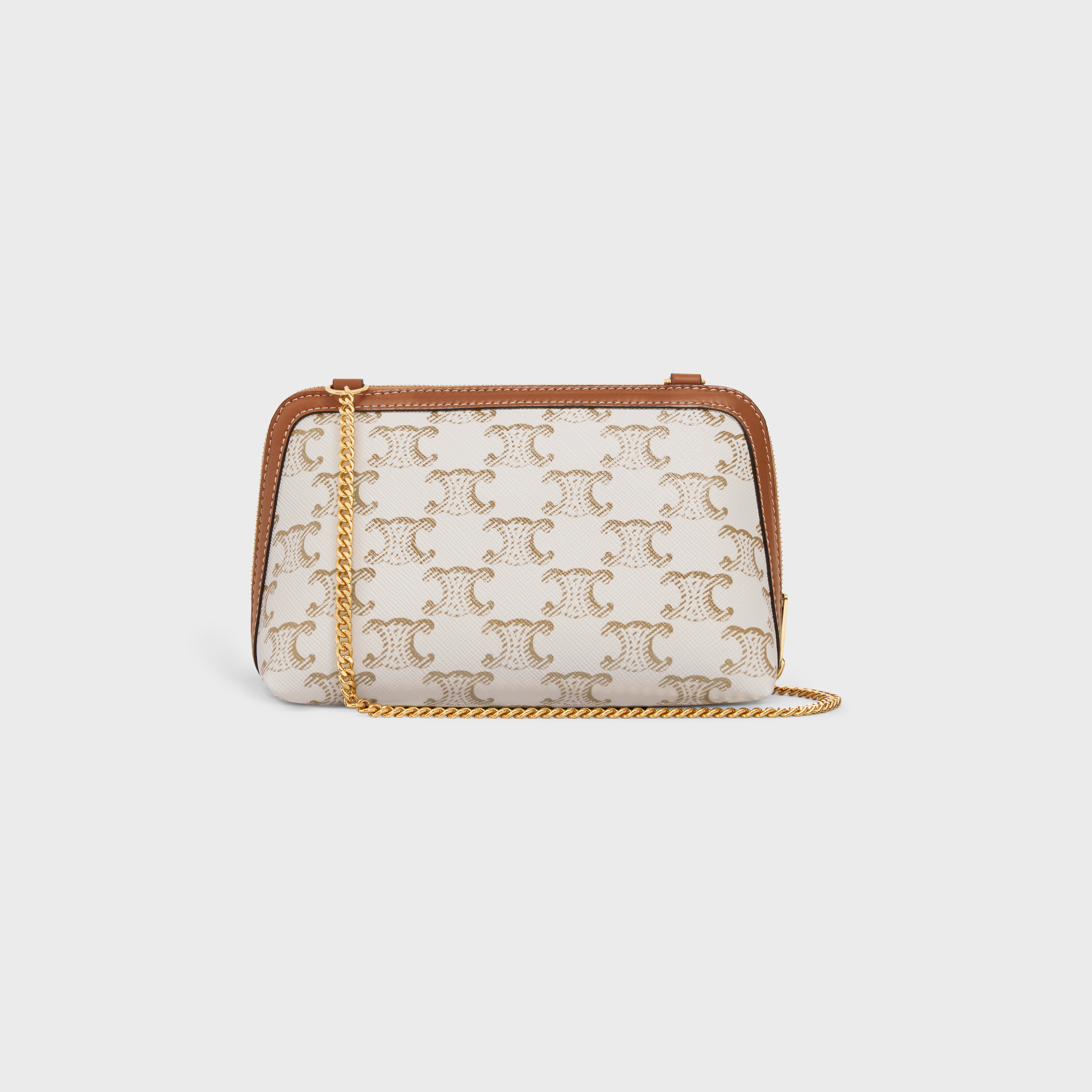 Clutch with Chain in Triomphe canvas and Lambskin - 3