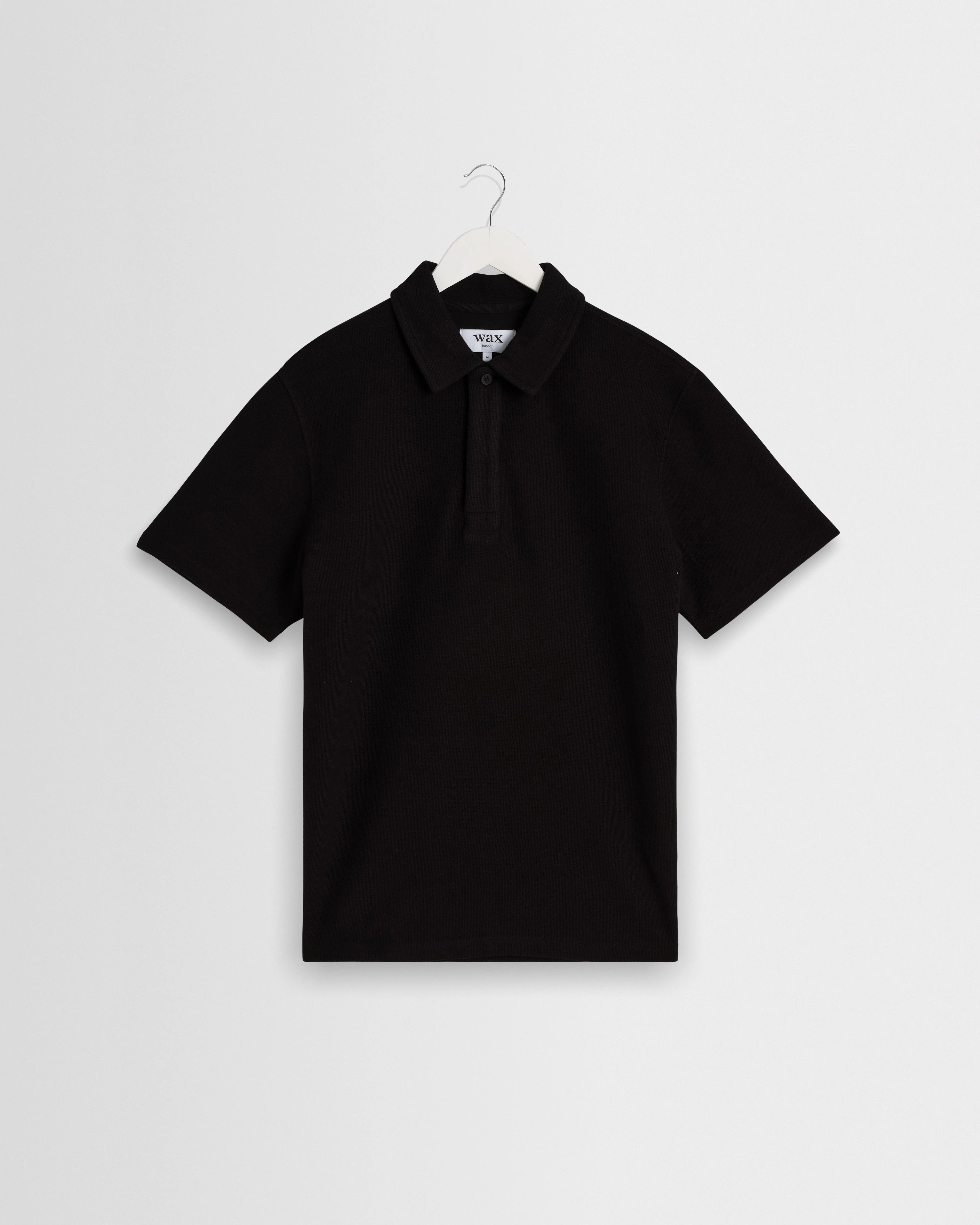 Shore - Black Textured Short-Sleeve Polo Shirt - 1