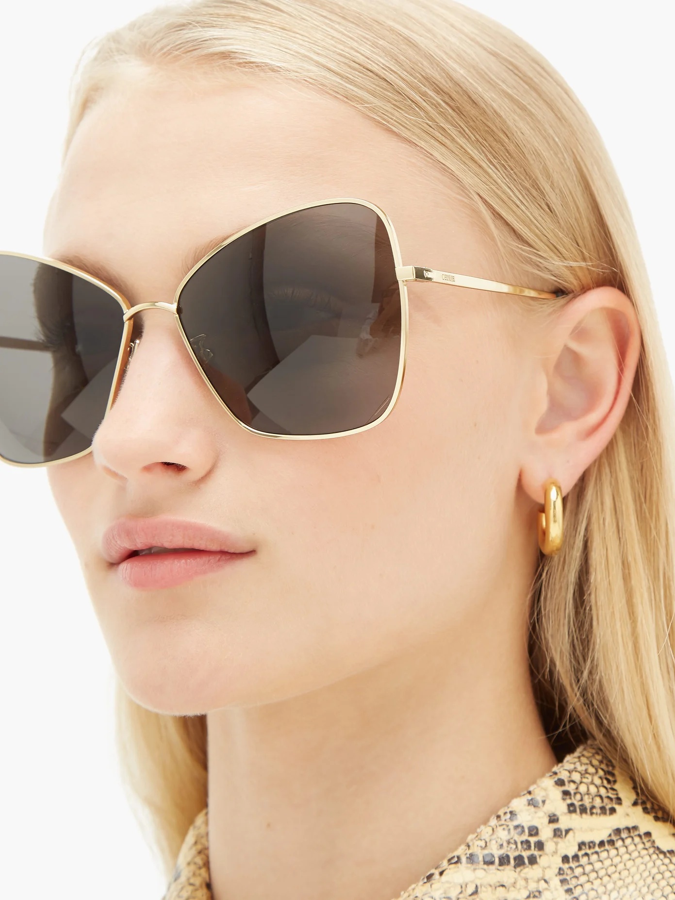 Oversized butterfly metal sunglasses - 3