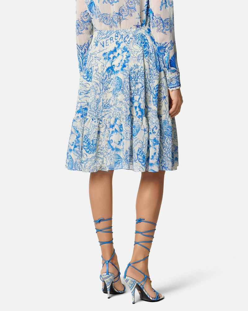 Underwater Barocco Crêpe Flowy Midi Skirt 5