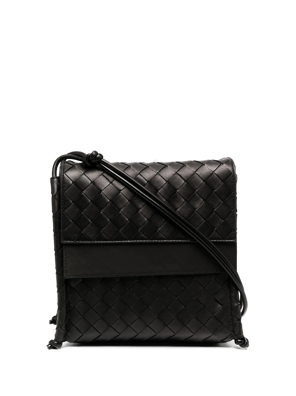 intrecciato weave leather shoulder bag - 1