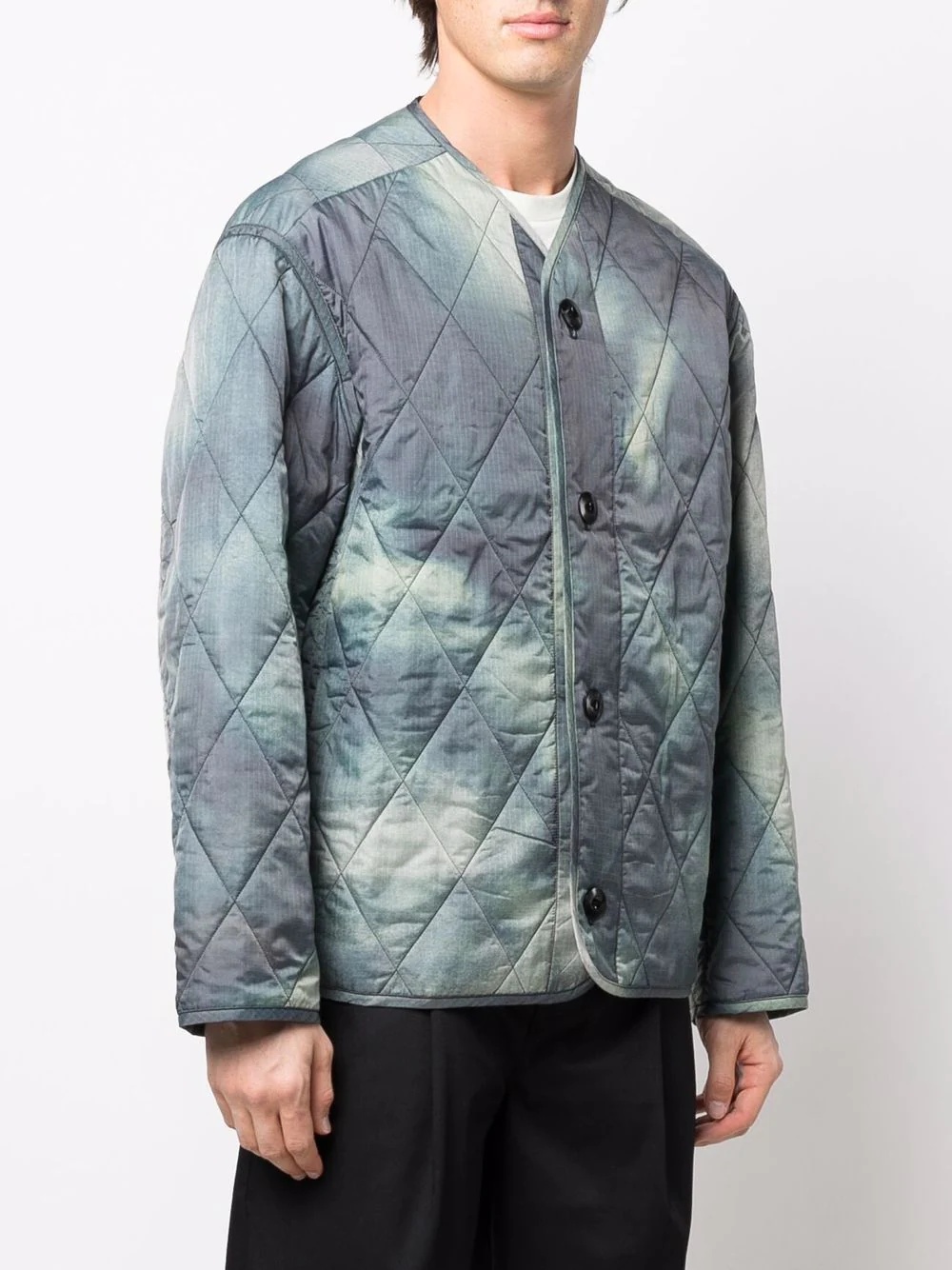 diamond-quilted tie-dye jacket - 3