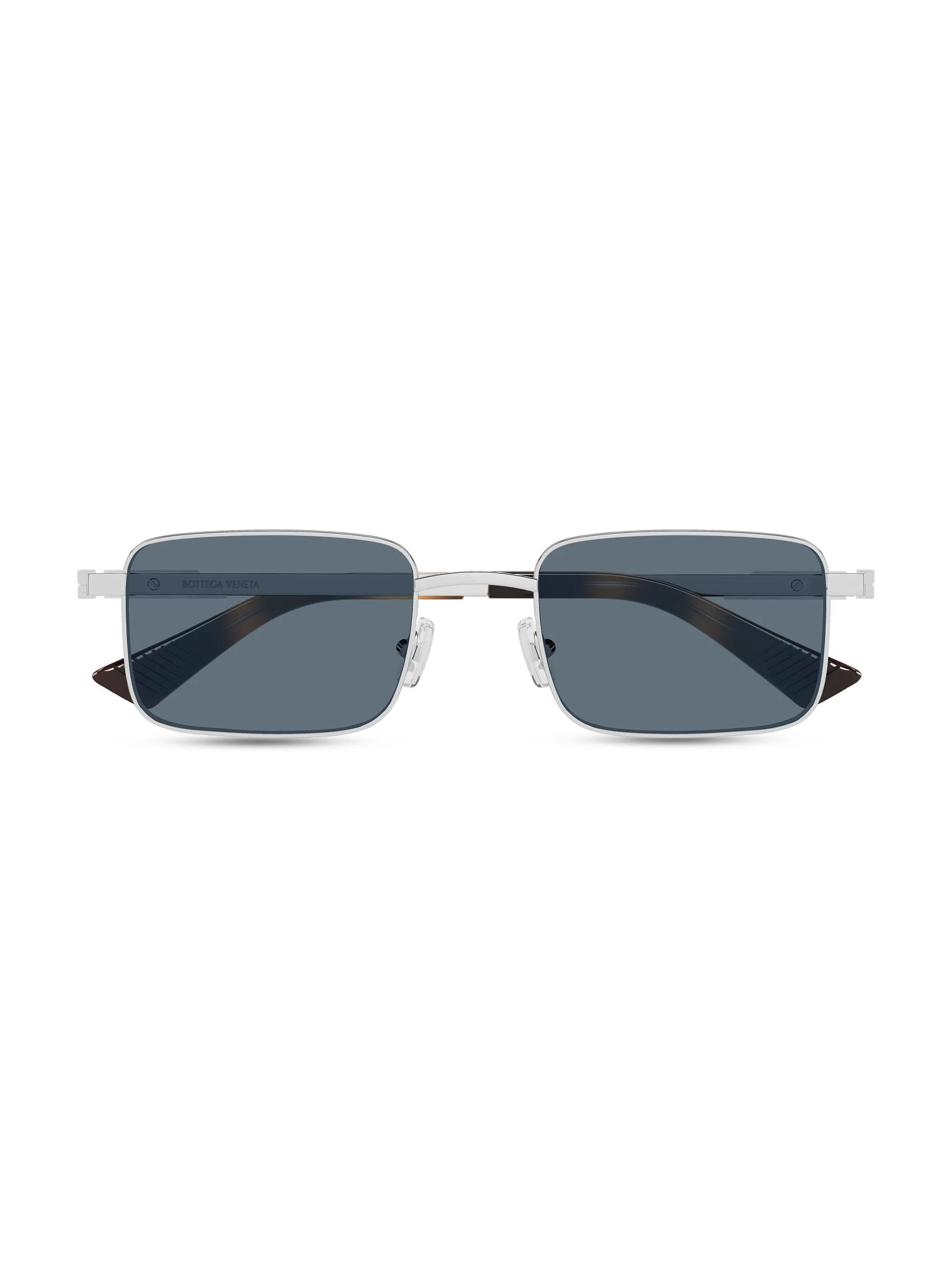 Men's 53MM Long Ribbon Metal Rectangular Sunglasses - Silver Blue - 1