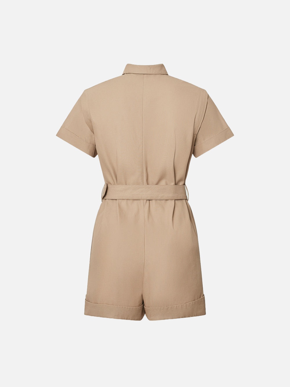 Utility Short Jumpsuit in Khaki Tan - 4