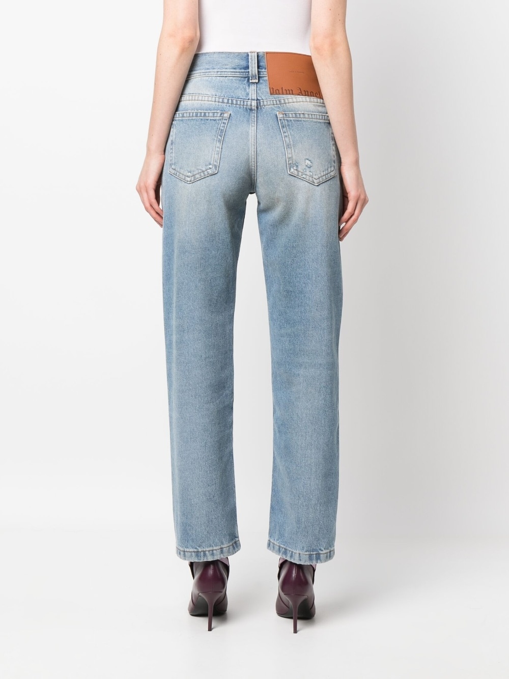 distressed-effect straight-leg jeans - 4