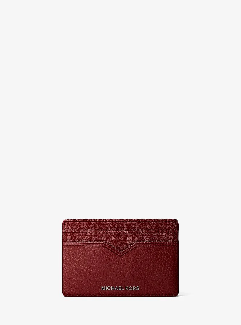 Hudson Pebbled Leather and Signature Logo Money Clip Card Case - 1