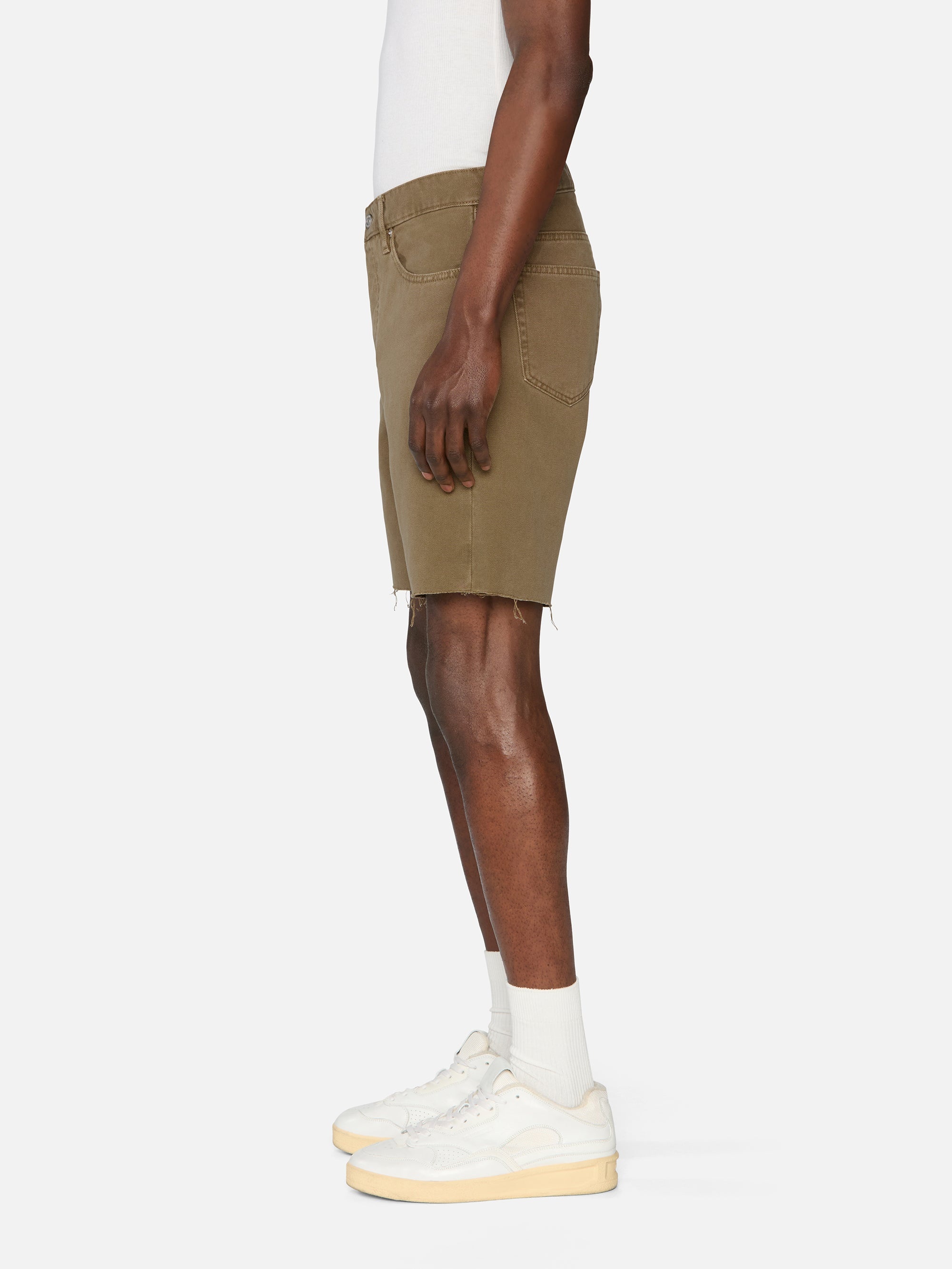 Relaxed Short Raw Hem in Light Brown - 5