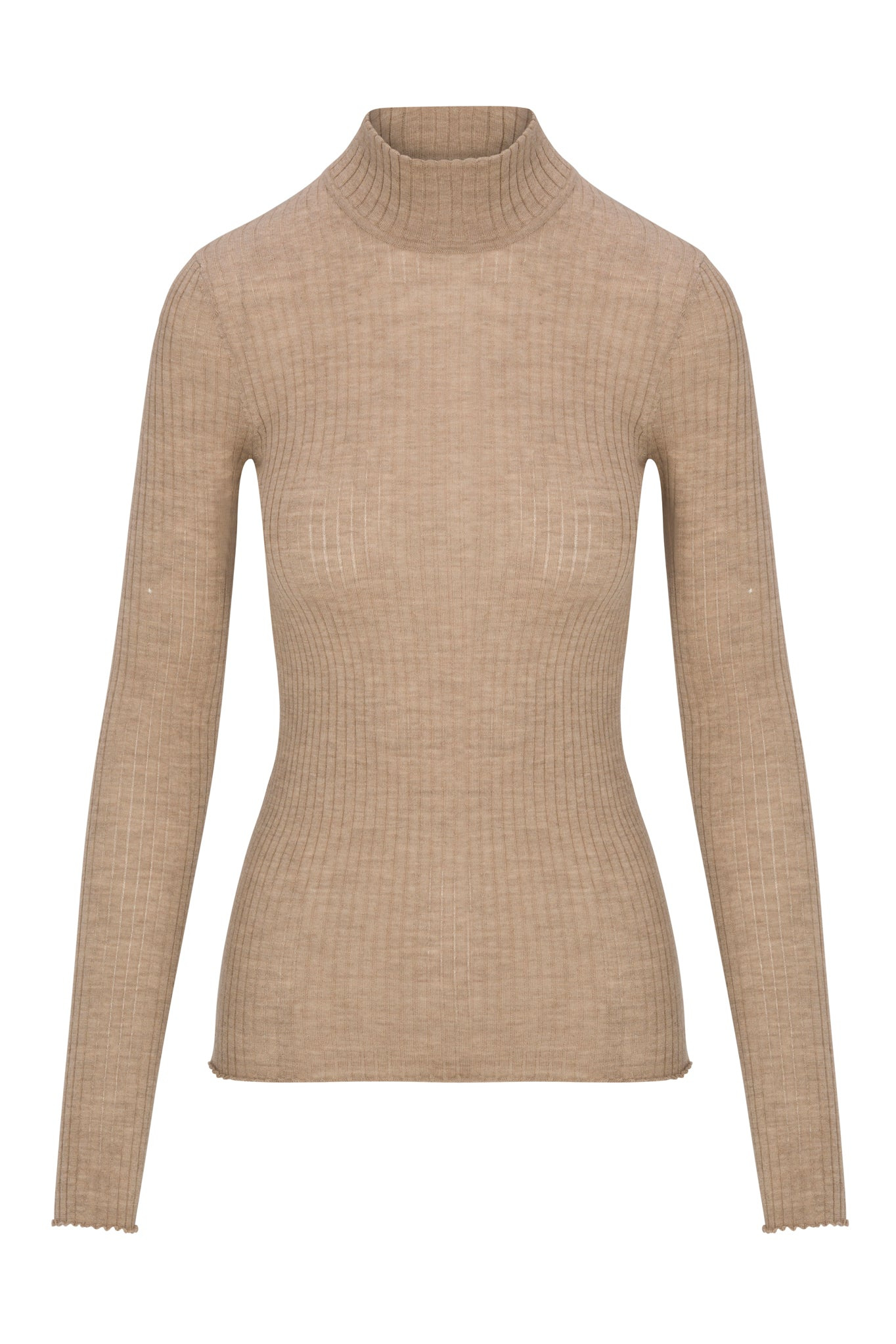 CAMEL CASHMERE MOCK NECK - 7
