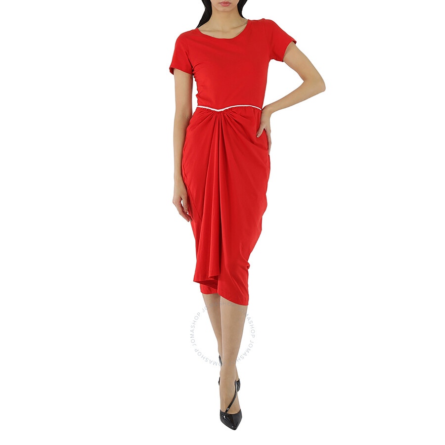 Marni Ladies Ruched Cut-Out Round Neck Midi Dress - 2