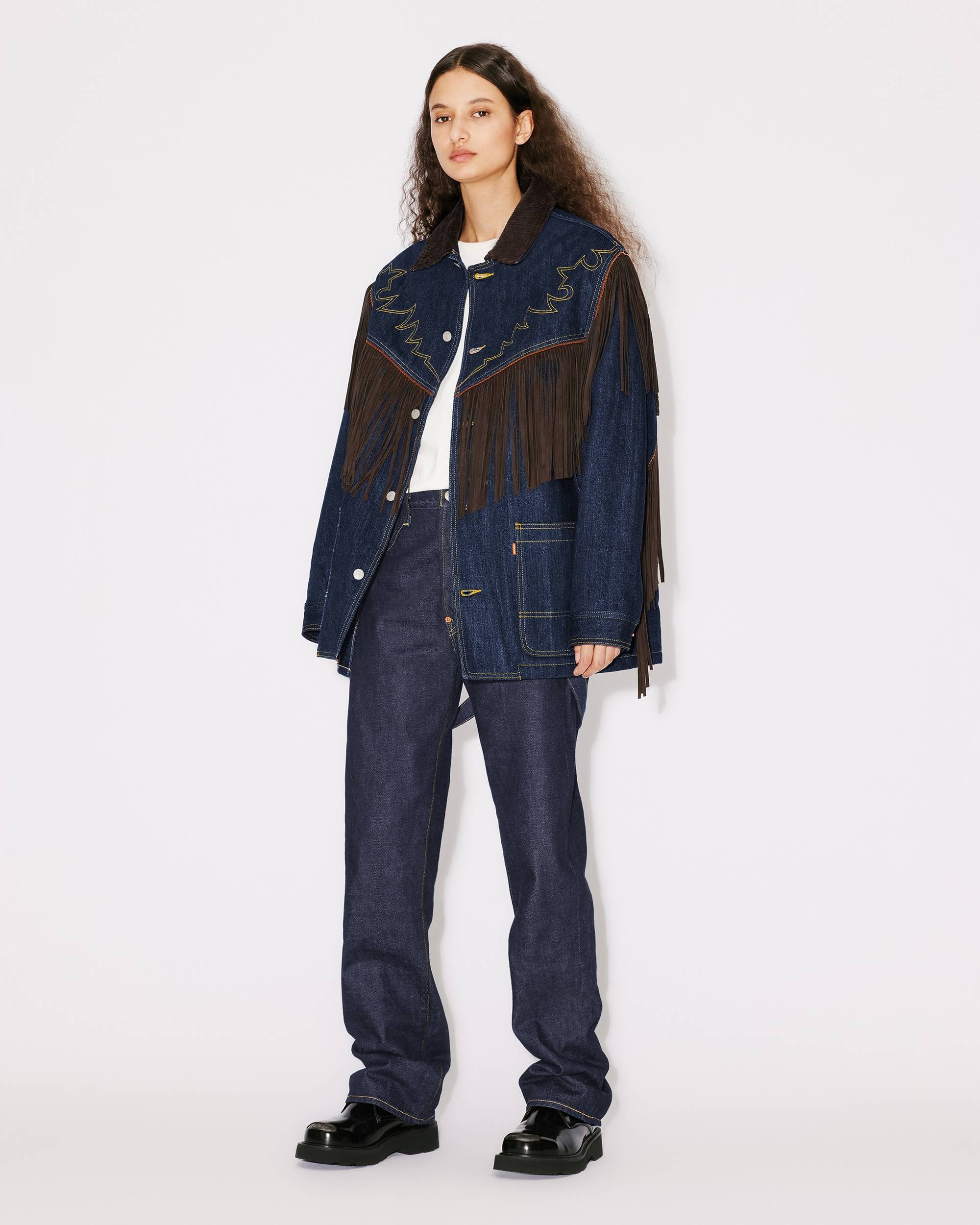 KENZO × LEVI'S DENIM BLAZER Lサイズ タグ付き KENZO KENZO x LEVI'S® genderless fringed denim jacket