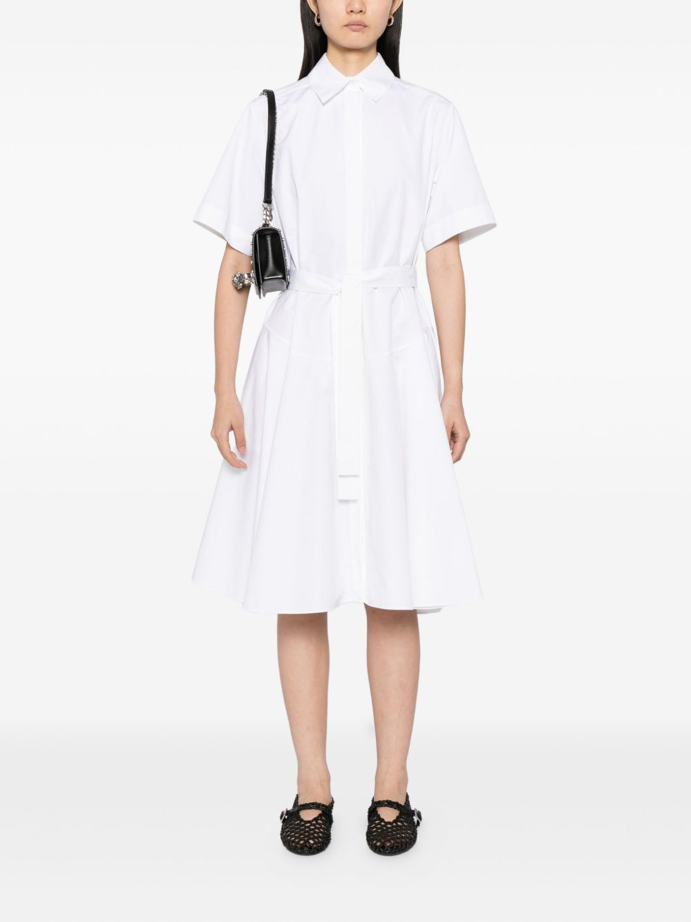 belted cotton shirt dress - 2
