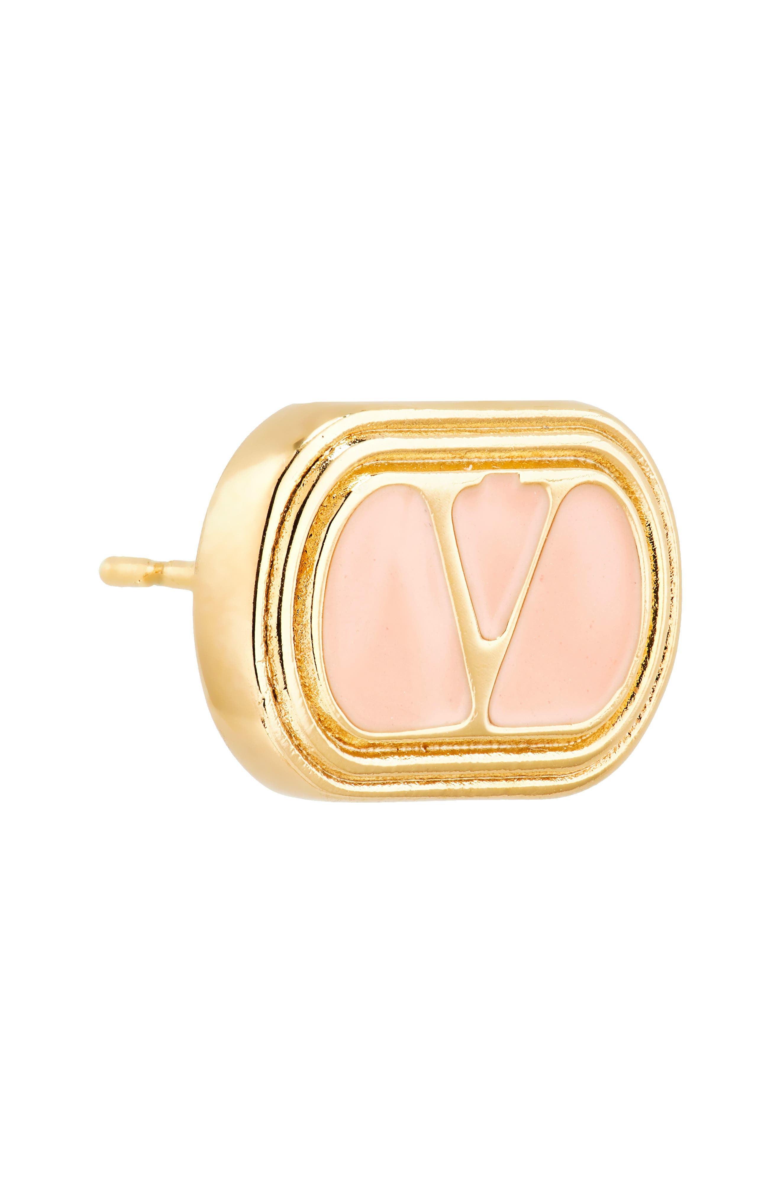 Valentino Garavani VLOGO Ovalette Enamel Stud Earrings in Oro/Rosa at Nordstrom - 4