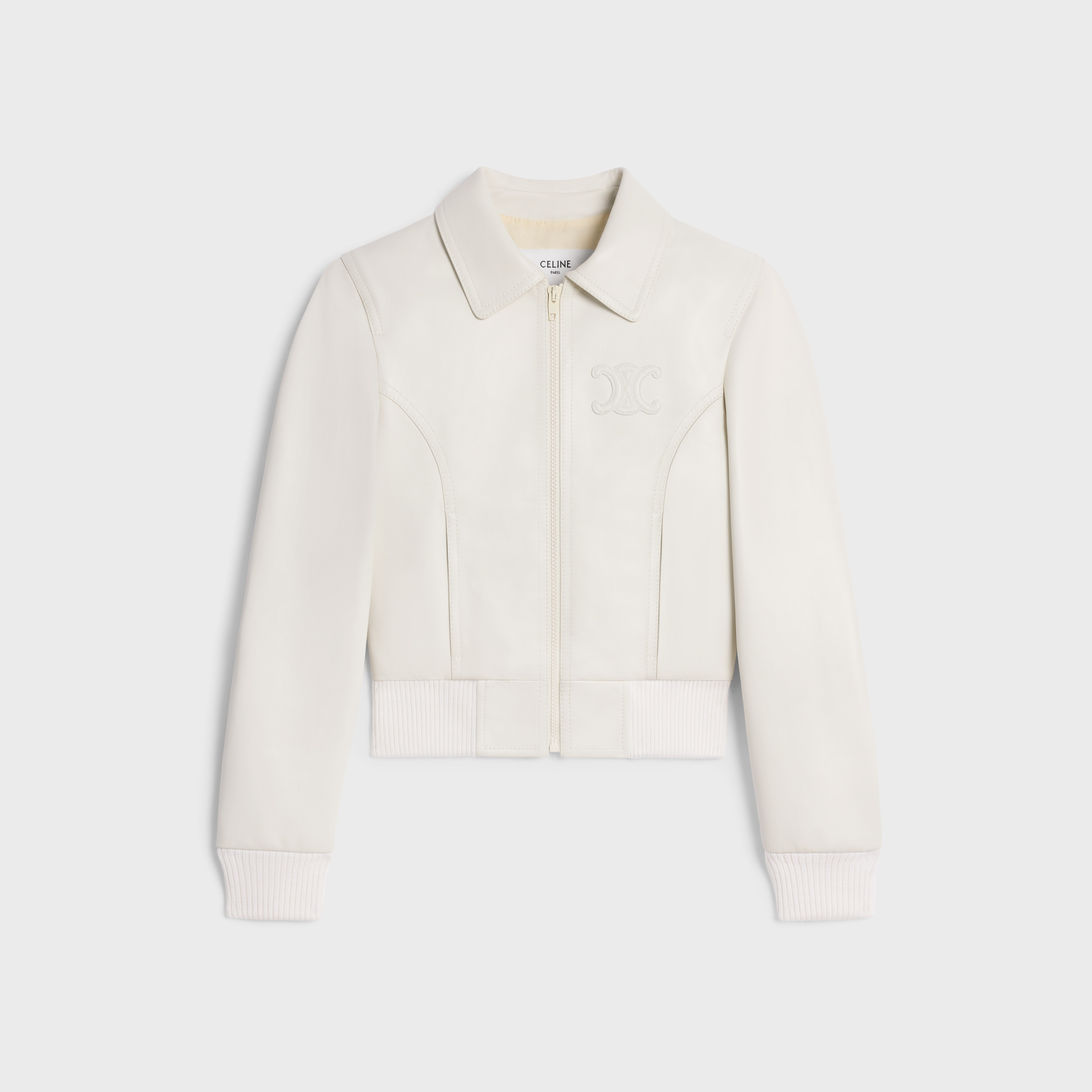【CELINE】TRIOMPHE BLOUSON JACKET IN SOFT LAMBSKIN Women's Triomphe blouson jacket in soft lambskin | CELINE | 24S