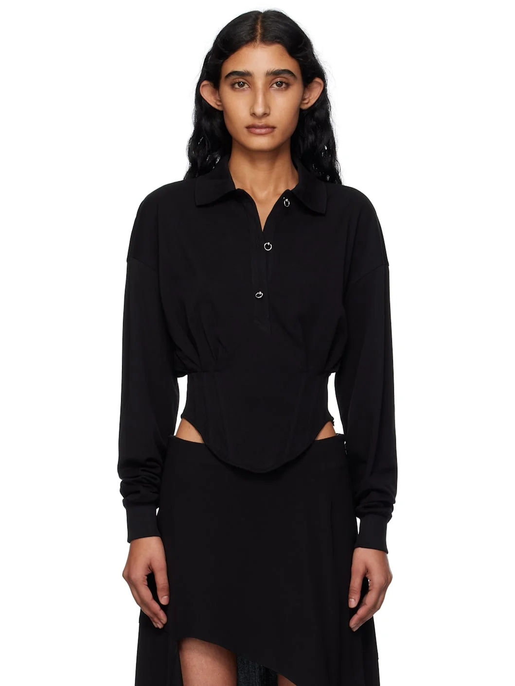 Black Corseted Polo - 1