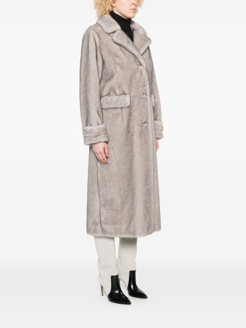 notched-lapel welt-flap-pocket coat - 3