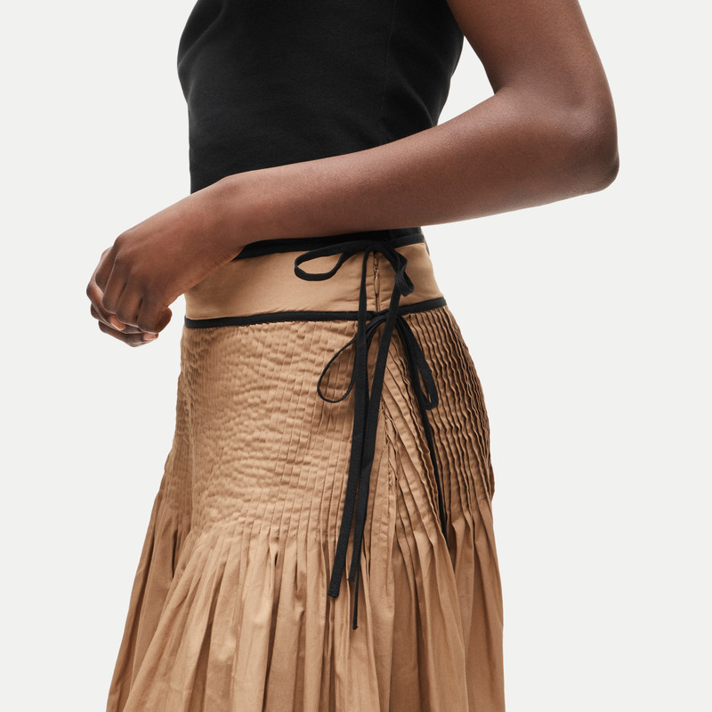 Faux side-tie pleated skirt in cotton poplin 3