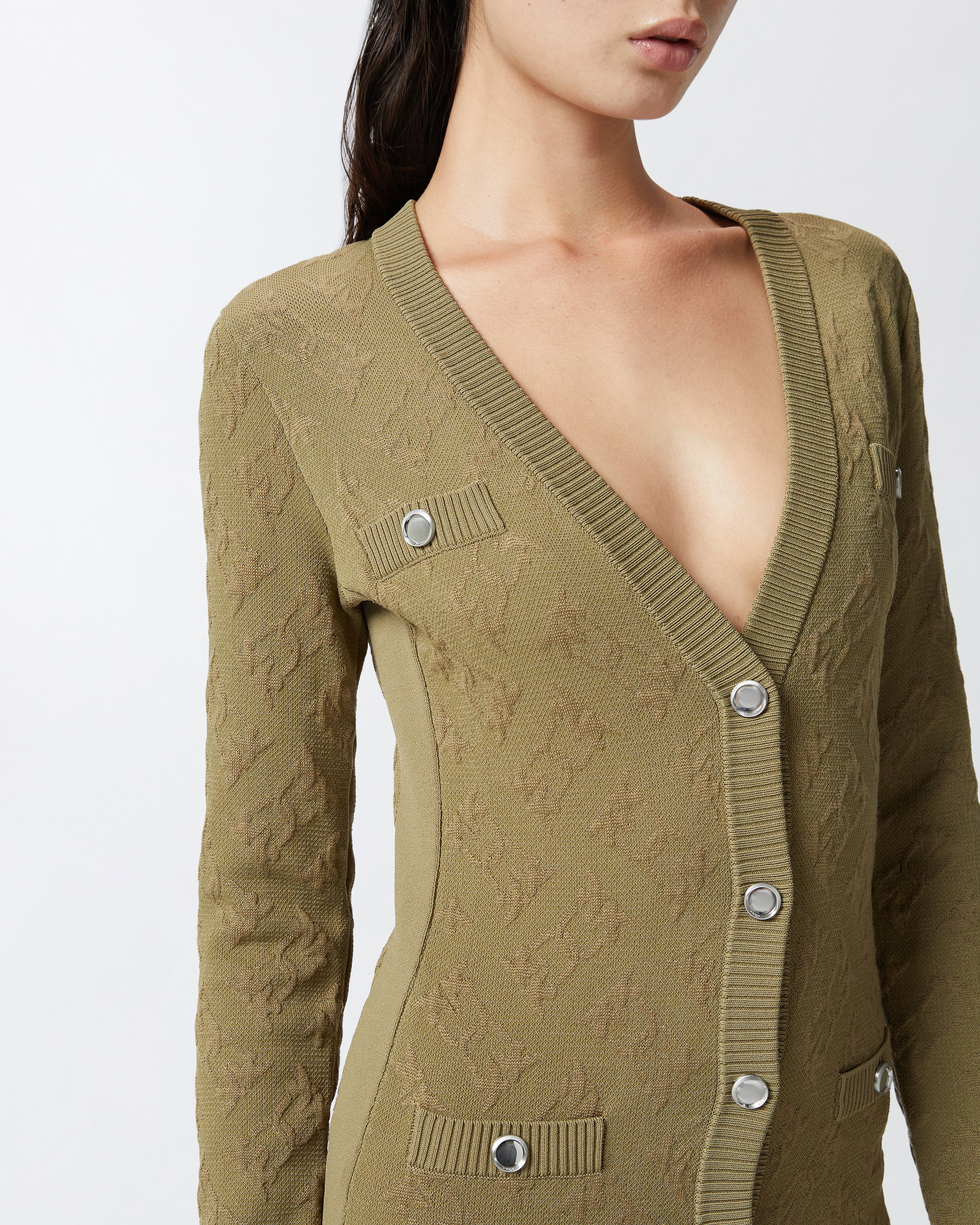 JACQUARD LOGO KNITTED CARDIGAN DRESS - 5