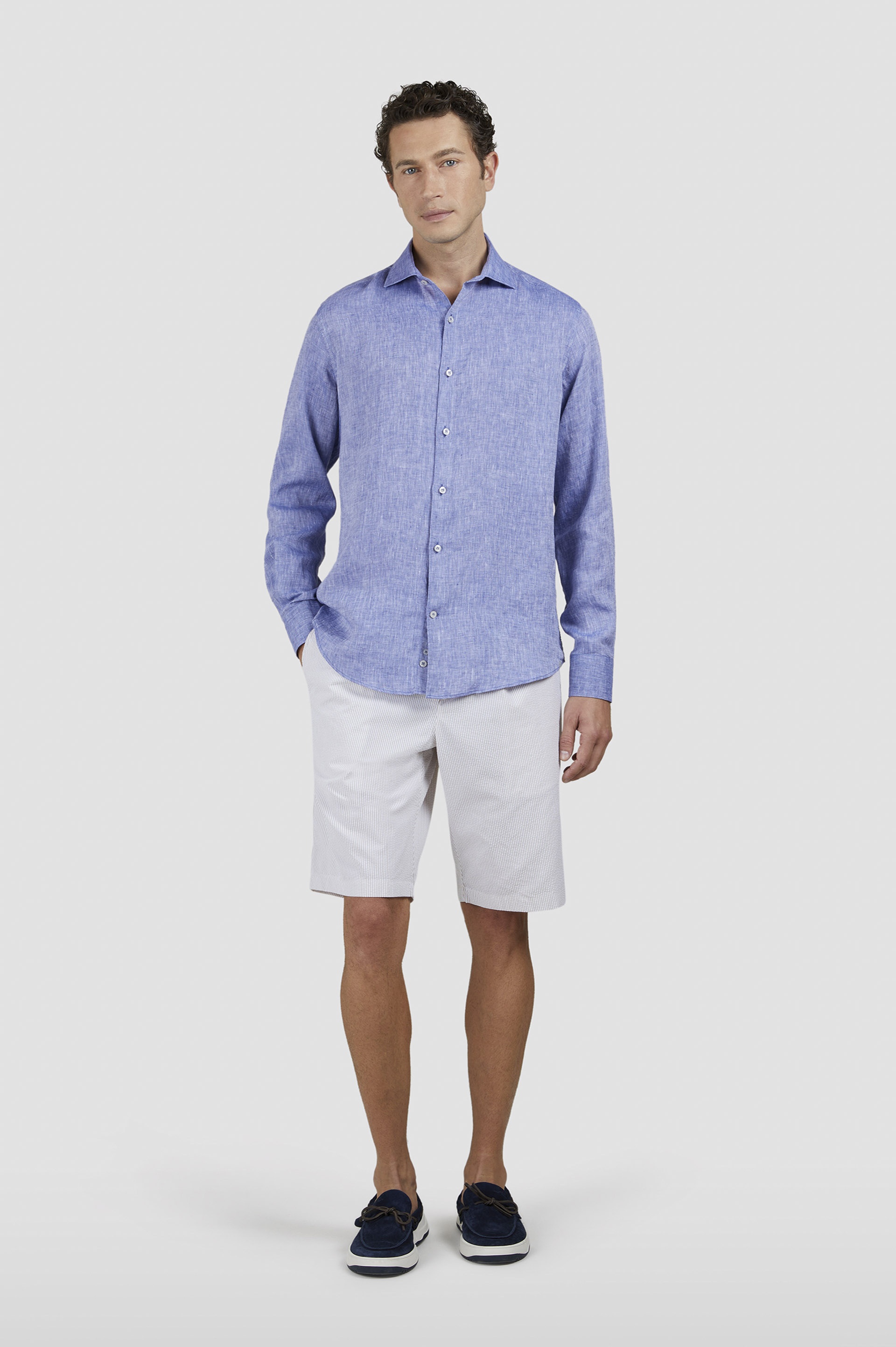 LINEN SHIRT WITH PRINTED DETAILS - 2