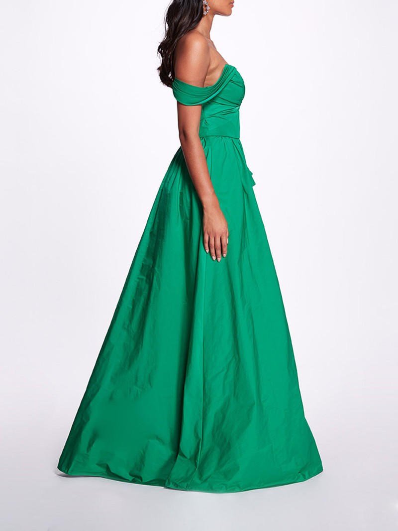 Marchesa OFF SHOULDER SIDE SLIT GOWN outlook