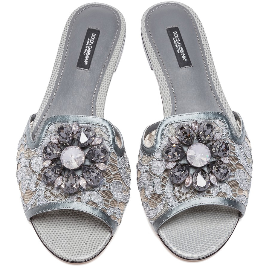 Lace rainbow slides with brooch detailing - 2