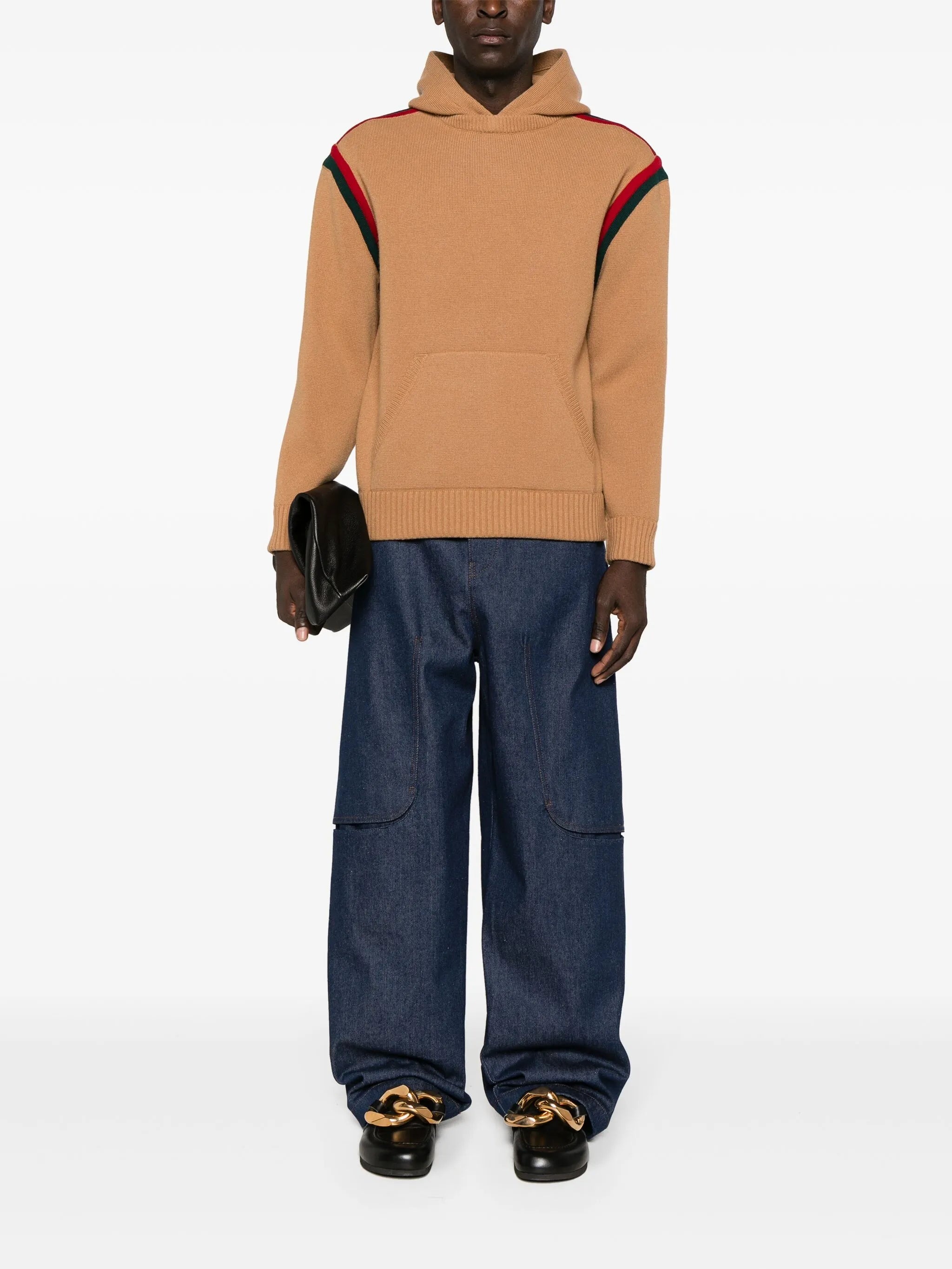 Web-Stripe Wool Hoodie - 2