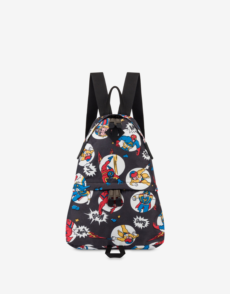 ALLOVER CARTOON NYLON BACKPACK 1