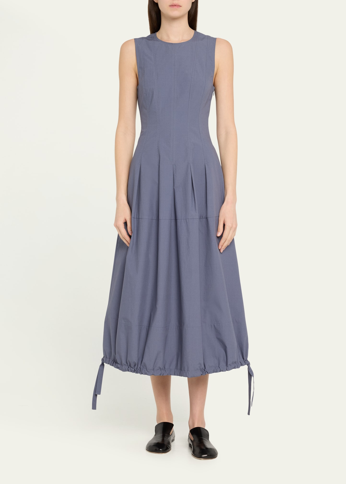 Marley Drawstring Brushed Poplin Midi Dress - 2