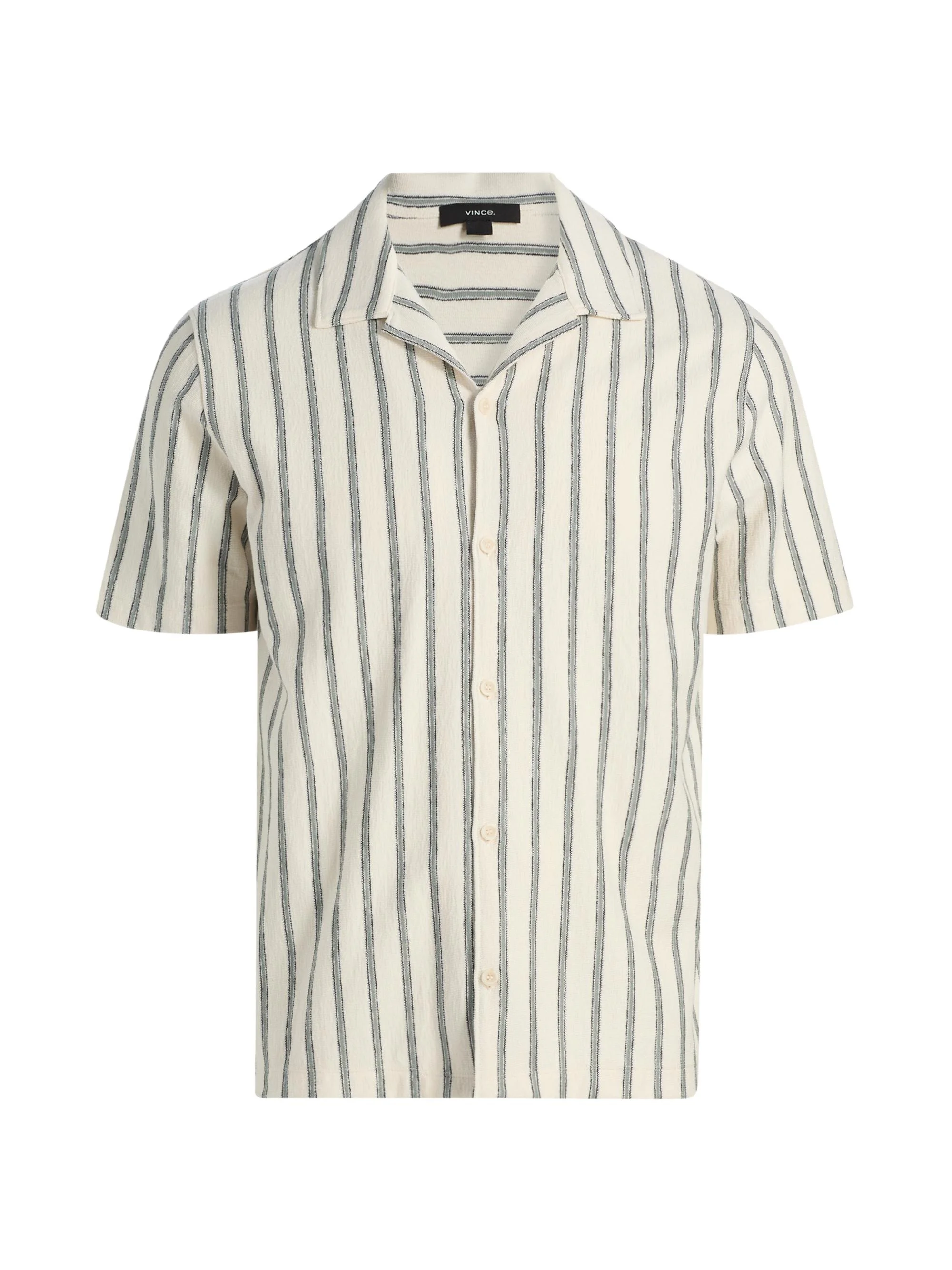 Men's Striped Terry Cotton Cabana Shirt - Smock White - 1