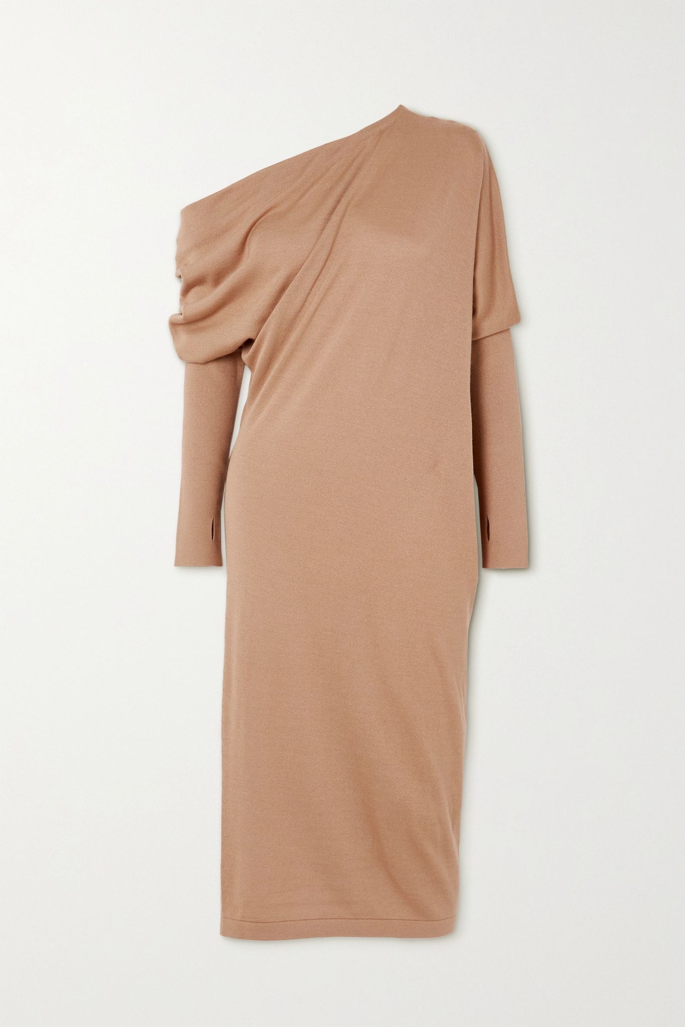 One-shoulder cashmere and silk-blend midi dress - 1